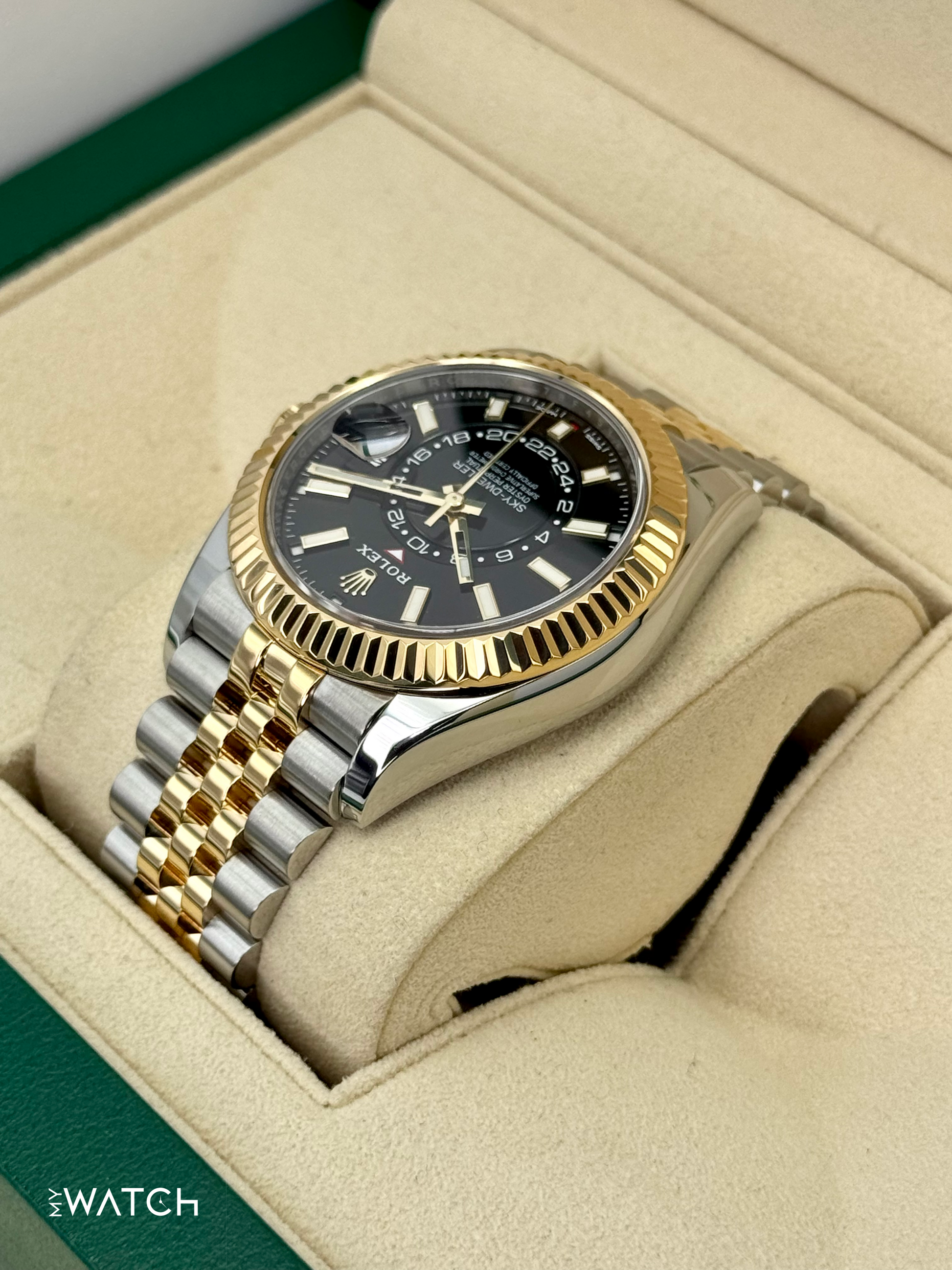 2022 Rolex Sky-Dweller 42mm 326933 Two-Tone Jubilee Black Dial - MyWatchLLC