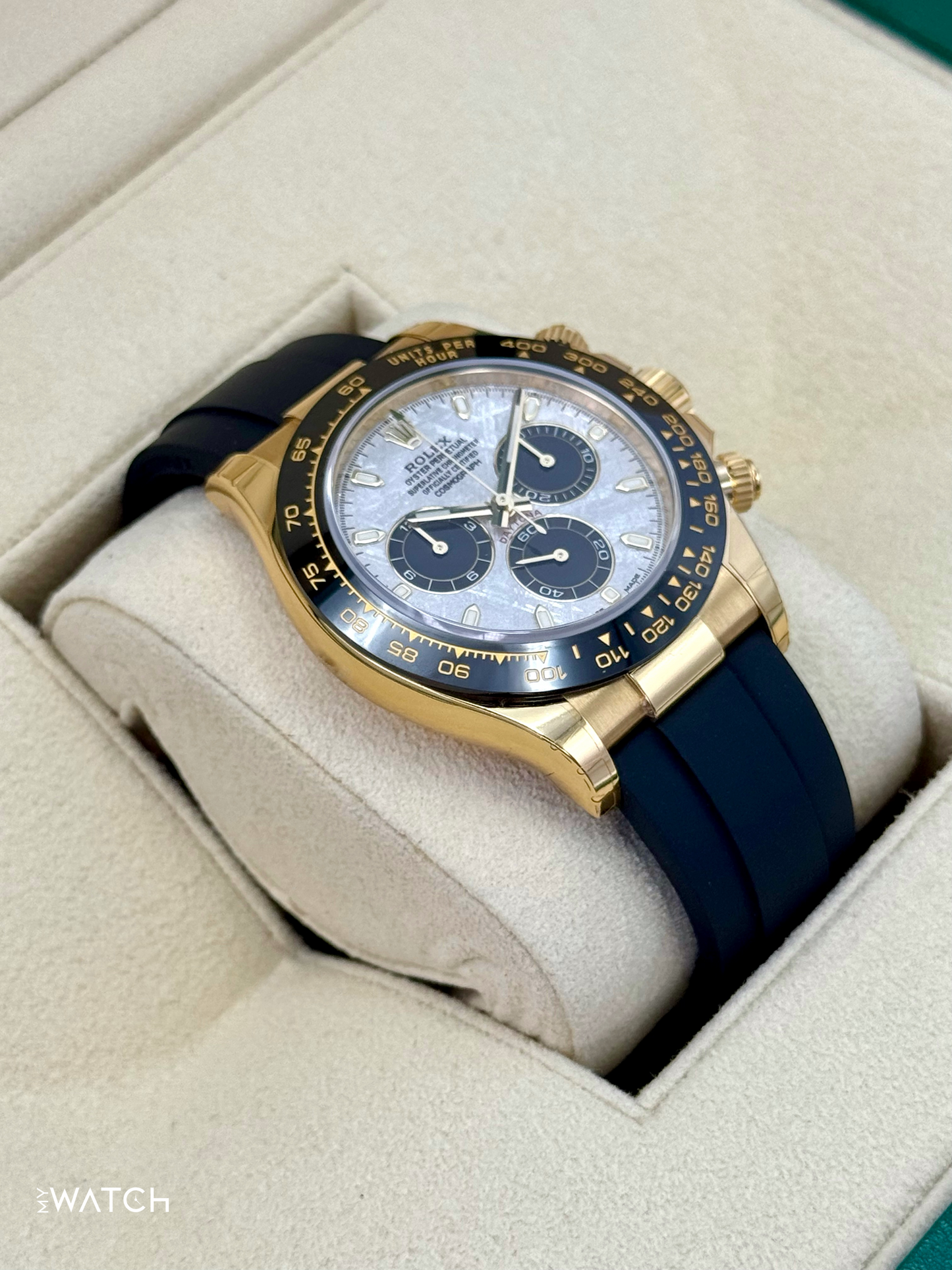 2022 Rolex Daytona 40mm 126518LN Yellow Gold Oysterflex Meteorite Dial (STICKERED) - MyWatchLLC