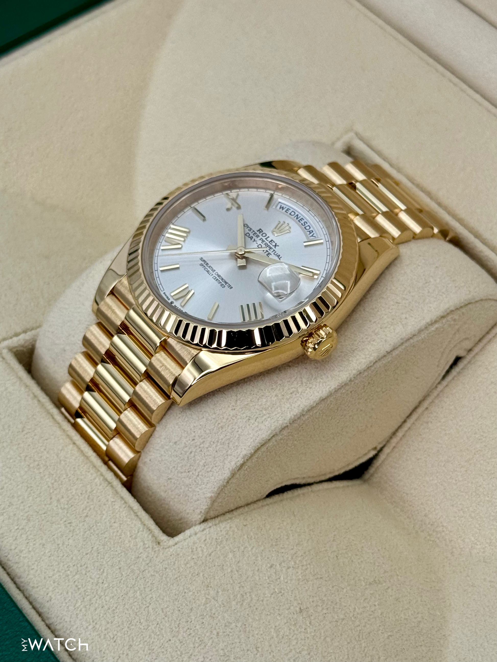 2023 Rolex Day-Date 40mm 228238 Presidential Silver Dial - MyWatchLLC