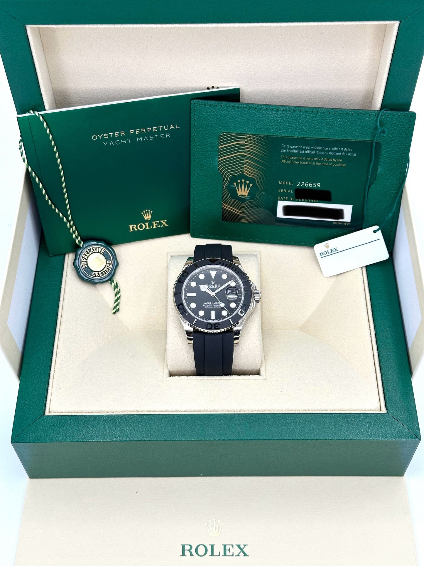 NEW 2023 Rolex Yacht-Master 42 226659 White Gold Oysterflex Black Dial - MyWatchLLC