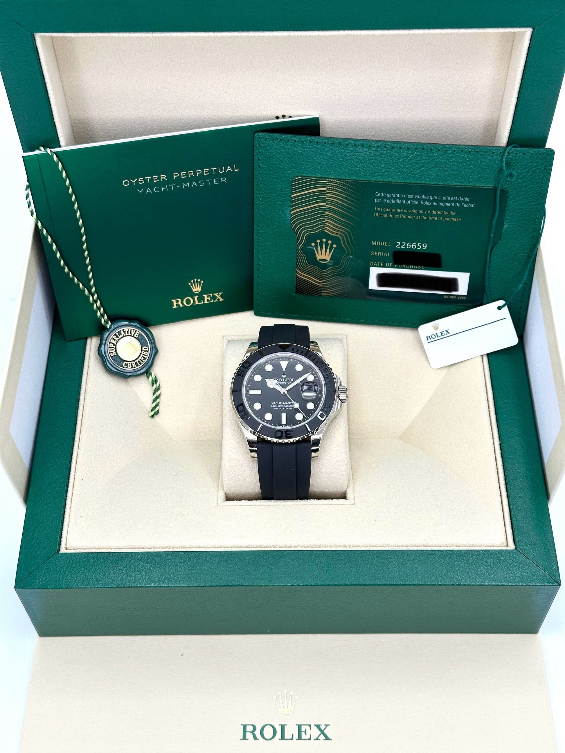 NEW 2023 Rolex Yacht-Master 42 226659 White Gold Oysterflex Black Dial - MyWatchLLC