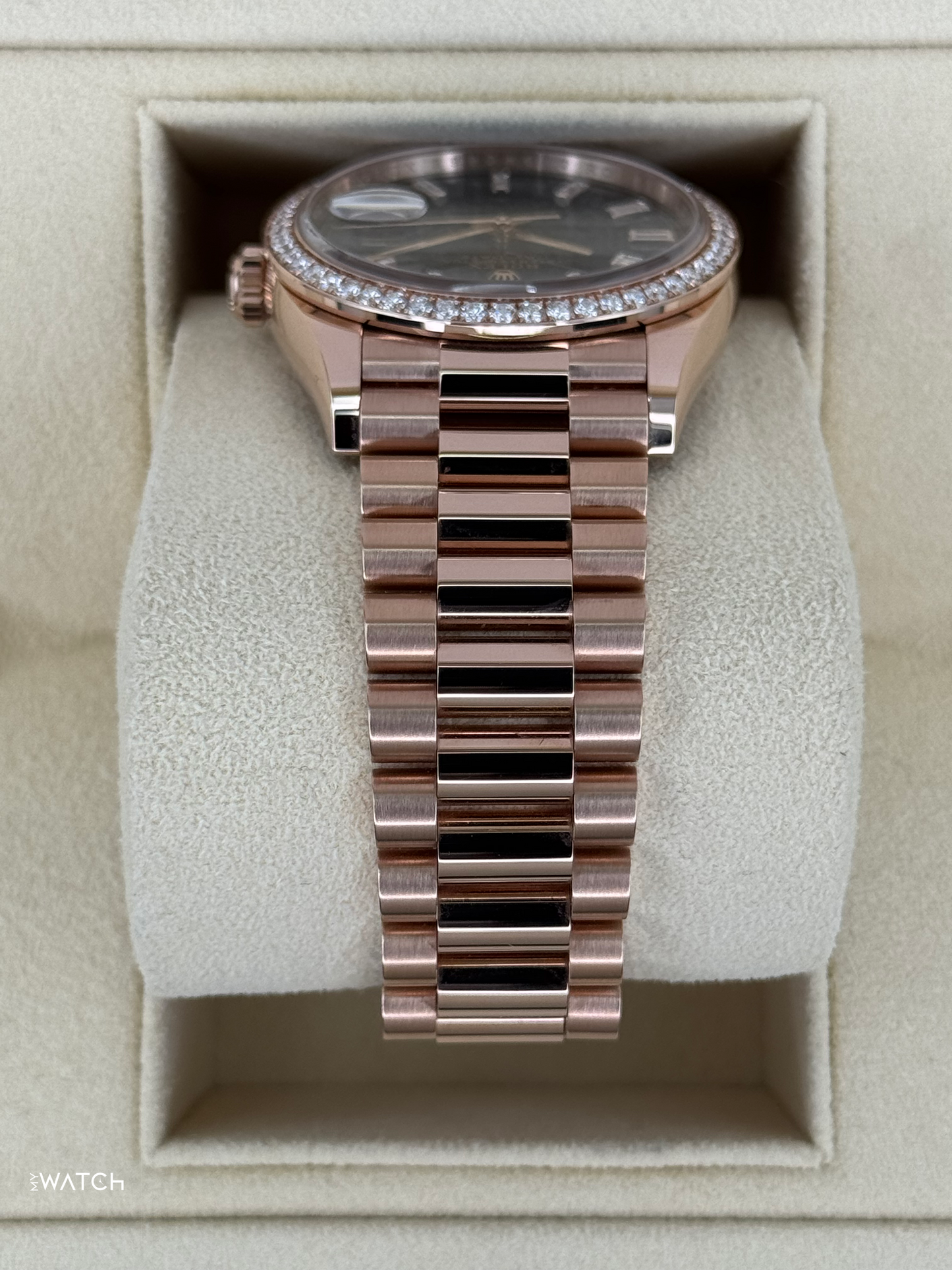 NEW 2025 Rolex Day-Date 36mm 128345RBR Rose Gold Blue Baguette Dial - MyWatchLLC