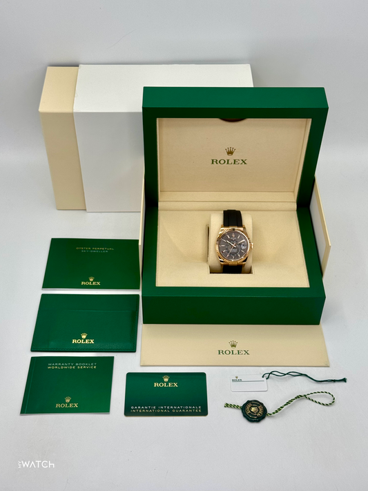 2022 Rolex Sky-Dweller 42mm 326235 Rose Gold Oysterflex Rhodium Dial - MyWatchLLC