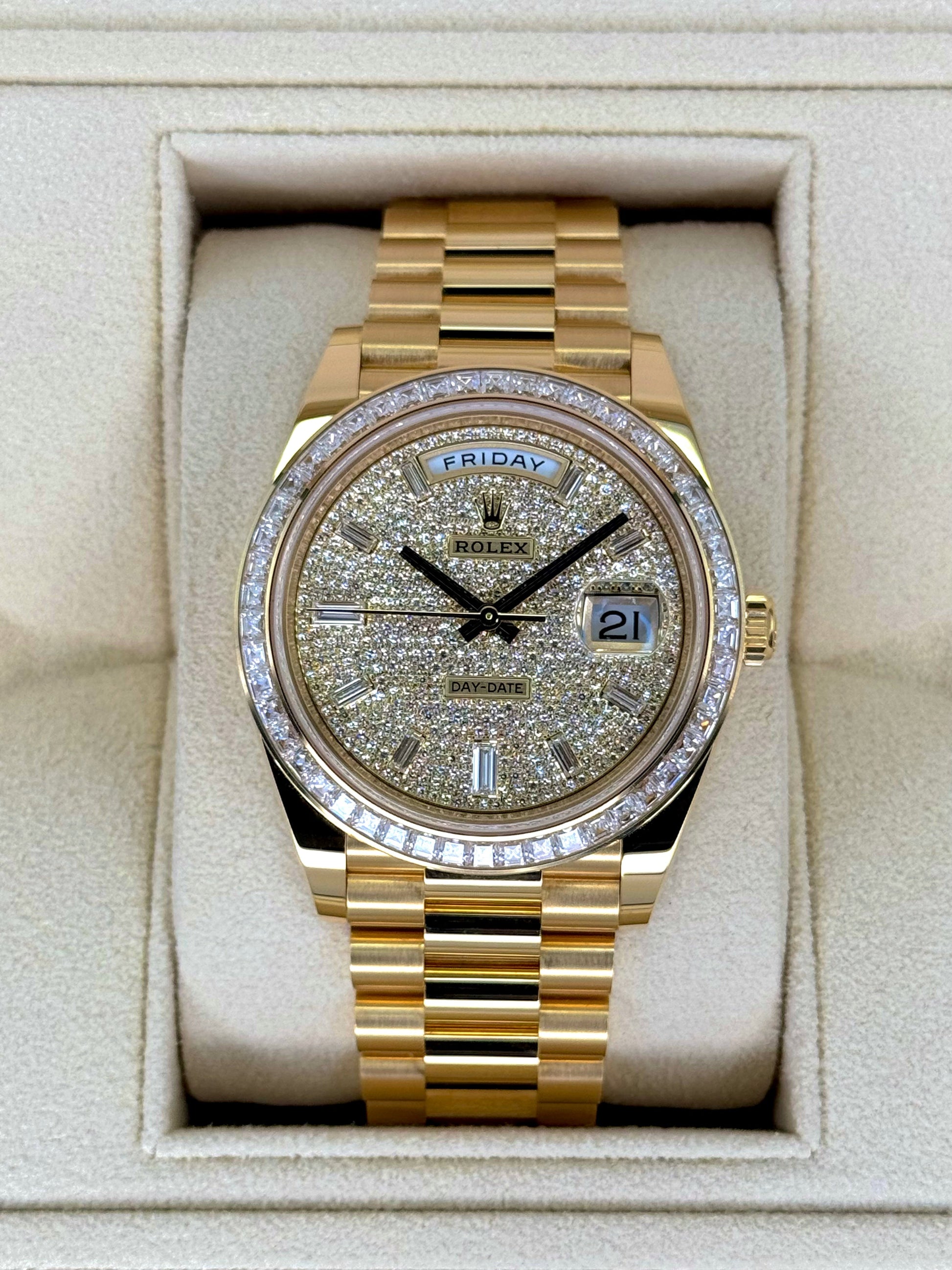 NEW 2025 Rolex Day-Date 40mm 228398TBR Diamond Paved Dial - MyWatchLLC