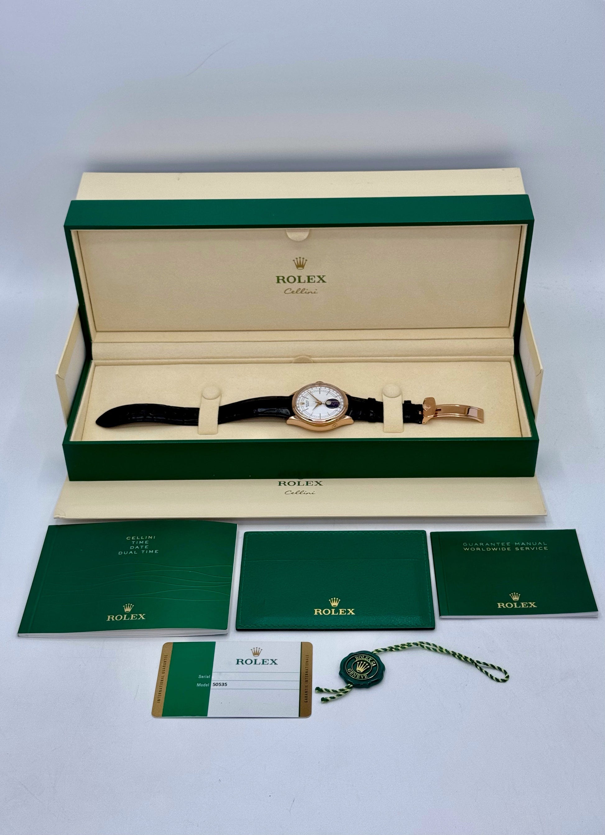 2018 Rolex Cellini Moonphase 39mm 50535 Rose Gold White Dial - MyWatchLLC