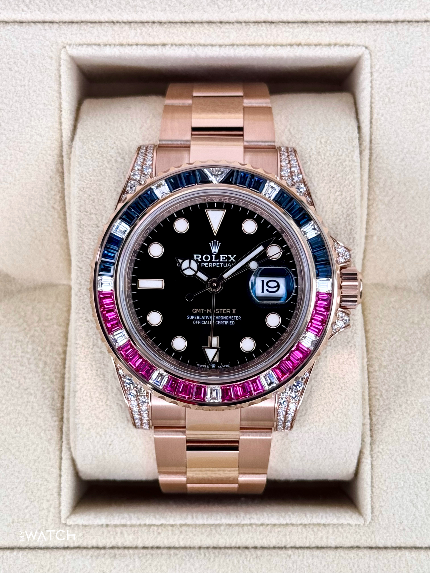 NOS 2021 Rolex GMT-Master II 40mm 126755SARU Pepsi Rose Gold Sapphire Ruby - MyWatchLLC