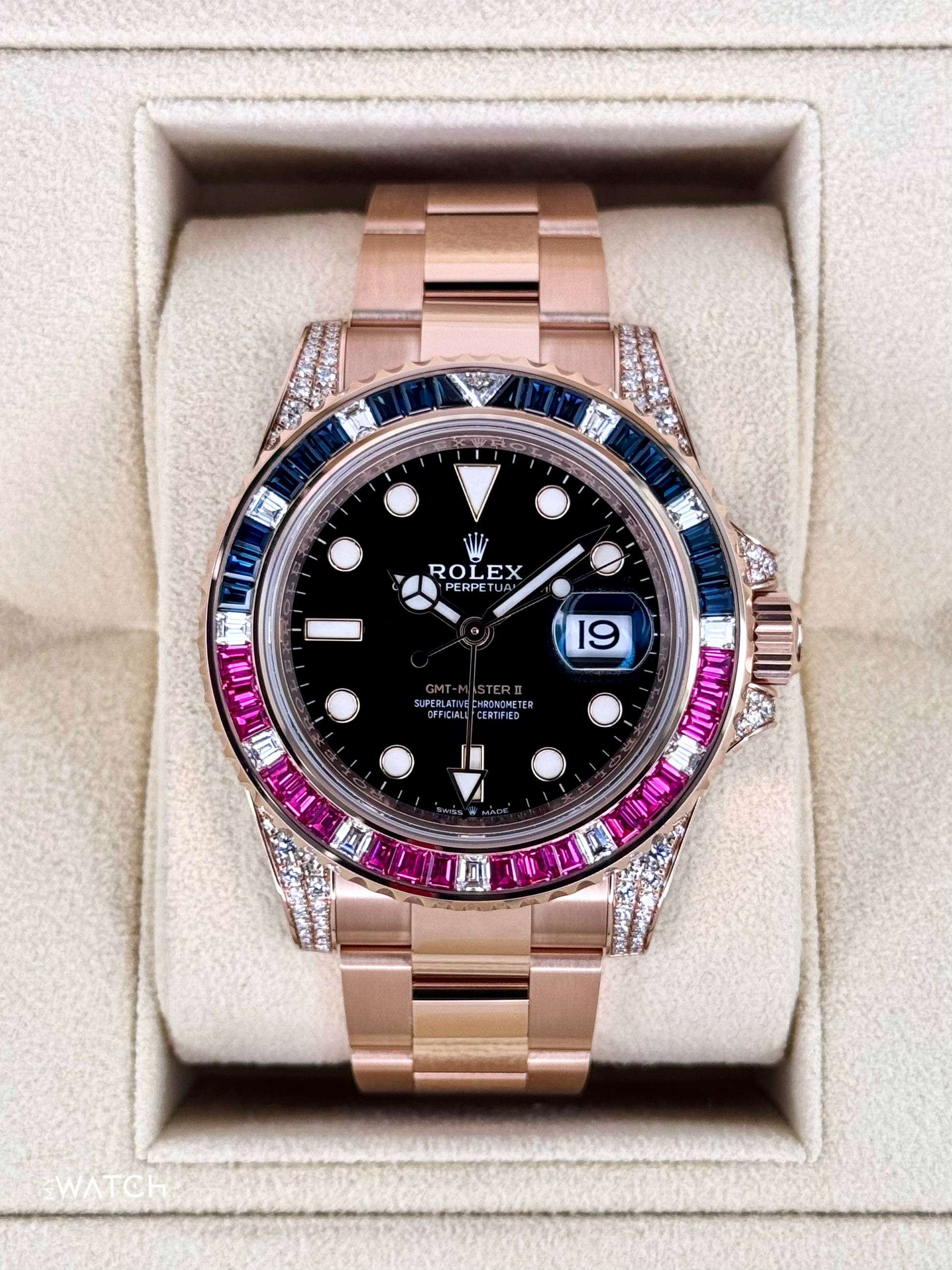 NOS 2021 Rolex GMT-Master II 40mm 126755SARU Pepsi Rose Gold Sapphire Ruby - MyWatchLLC