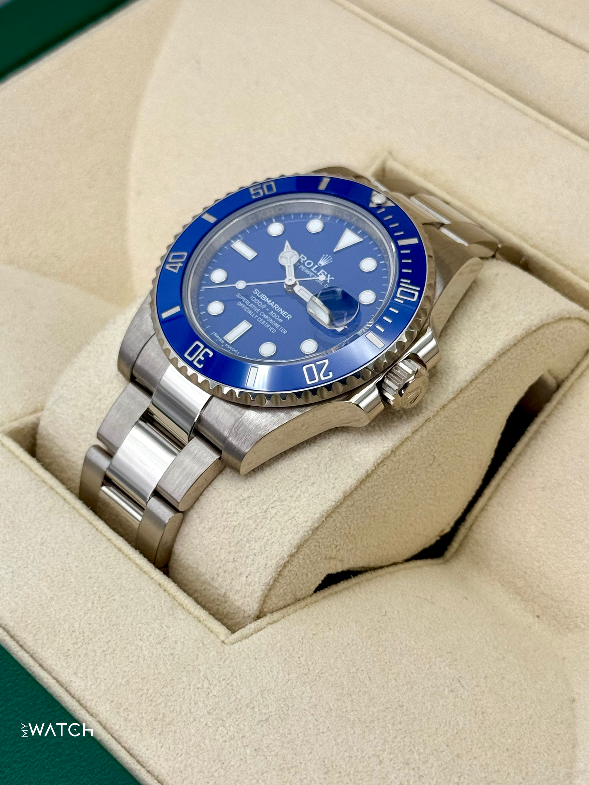 2018 Rolex Submariner "Smurf" 40mm 116619LB White Gold Blue Dial - MyWatchLLC