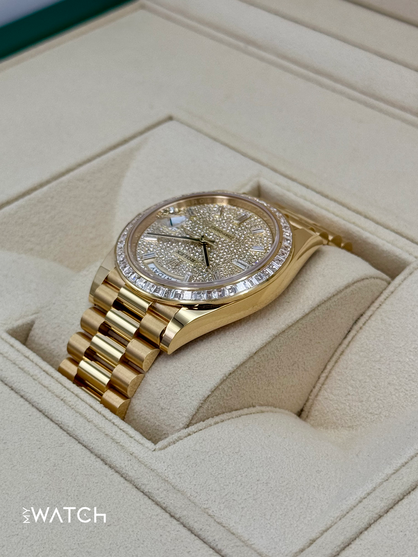 NEW 2025 Rolex Day-Date 40mm 228398TBR Diamond Paved Dial - MyWatchLLC
