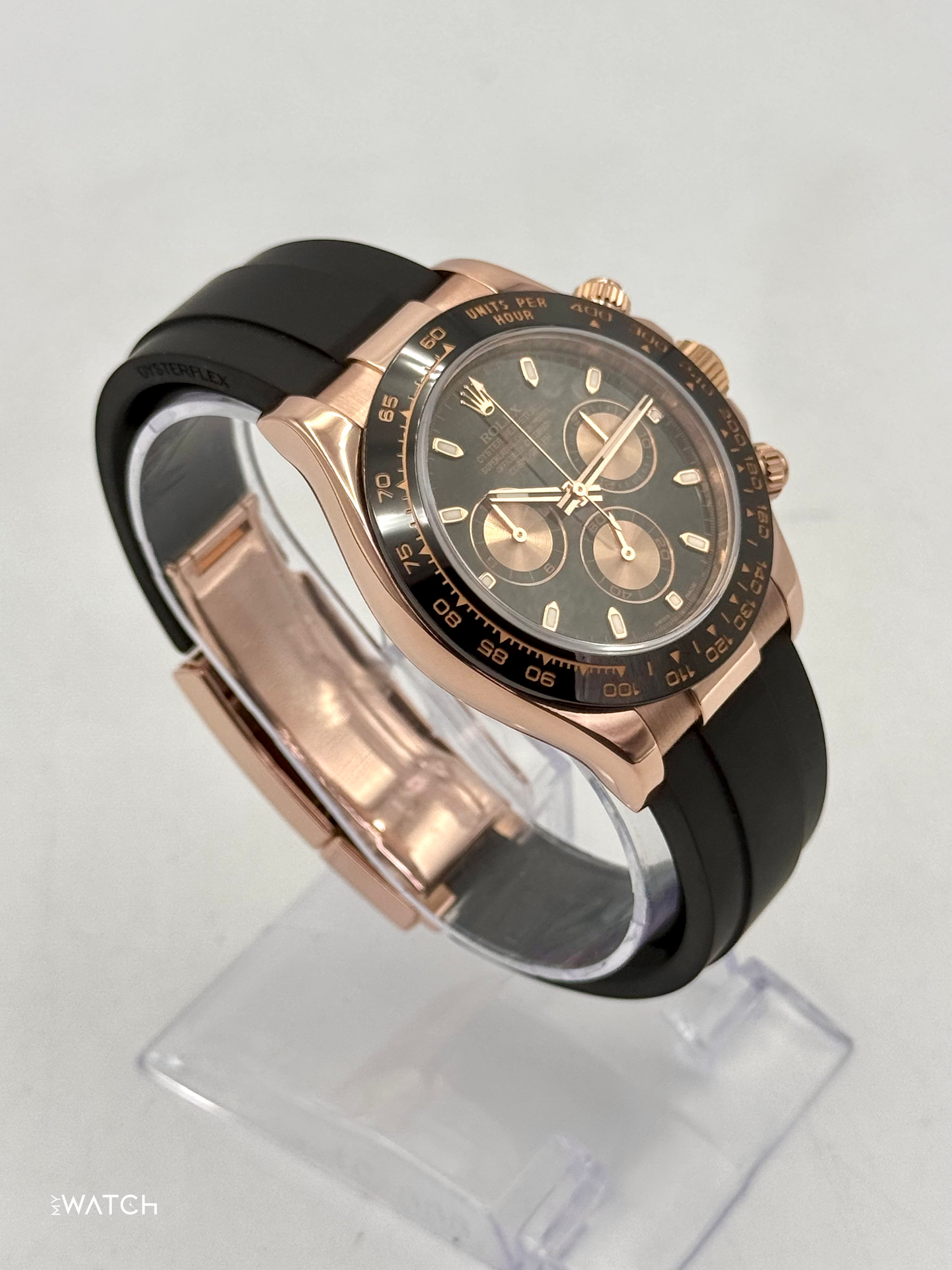 2024 CPO Rolex Daytona 40mm 116515LN Rose Gold Oysterflex Black Dial - MyWatchLLC
