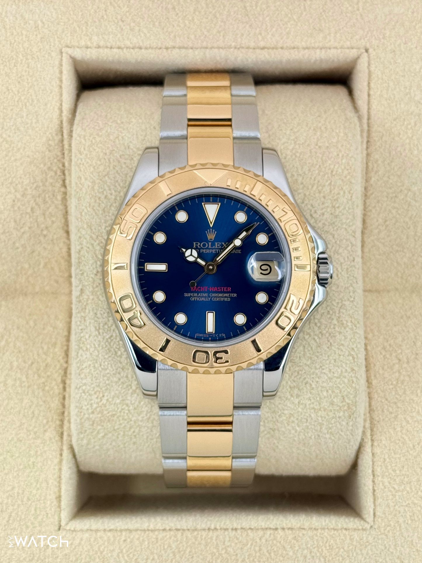 1999 Rolex Yacht-Master 35mm 68623 Two-Tone Blue Dial - MyWatchLLC