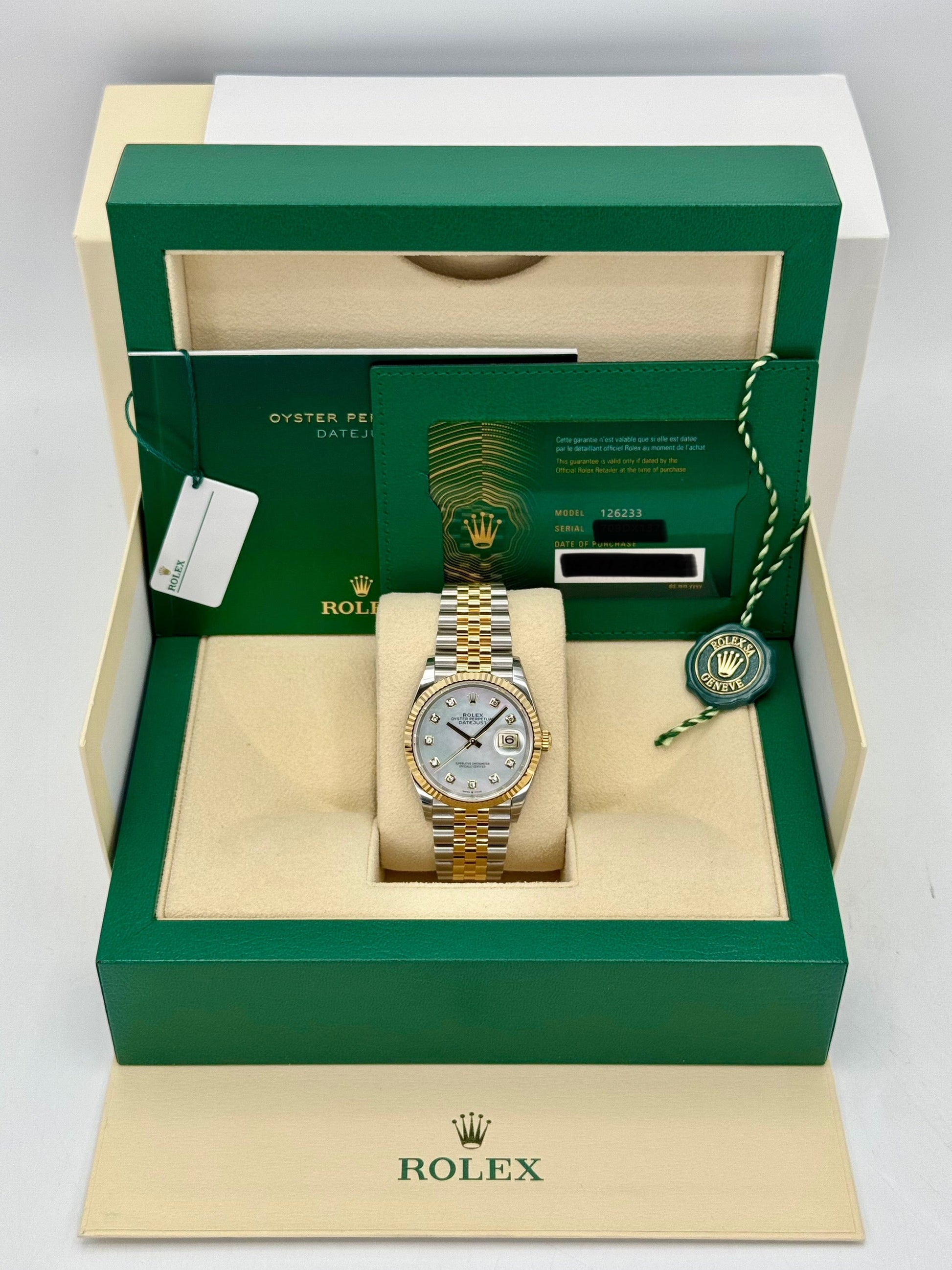 NEW 2024 Rolex Datejust 36mm 126233 Mother of Pearl Diamond Dial - MyWatchLLC