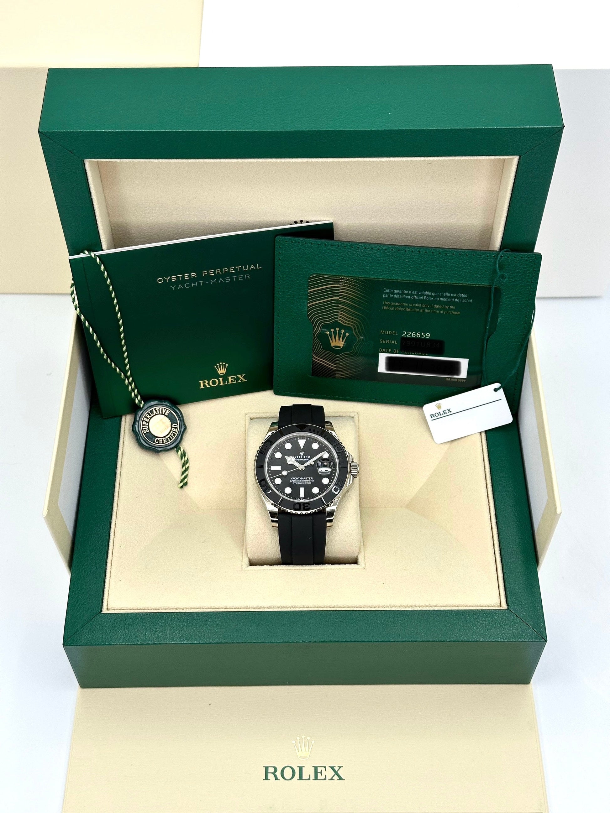 NEW 2023 Rolex Yacht-Master 42 226659 White Gold Oysterflex Black Dial - MyWatchLLC