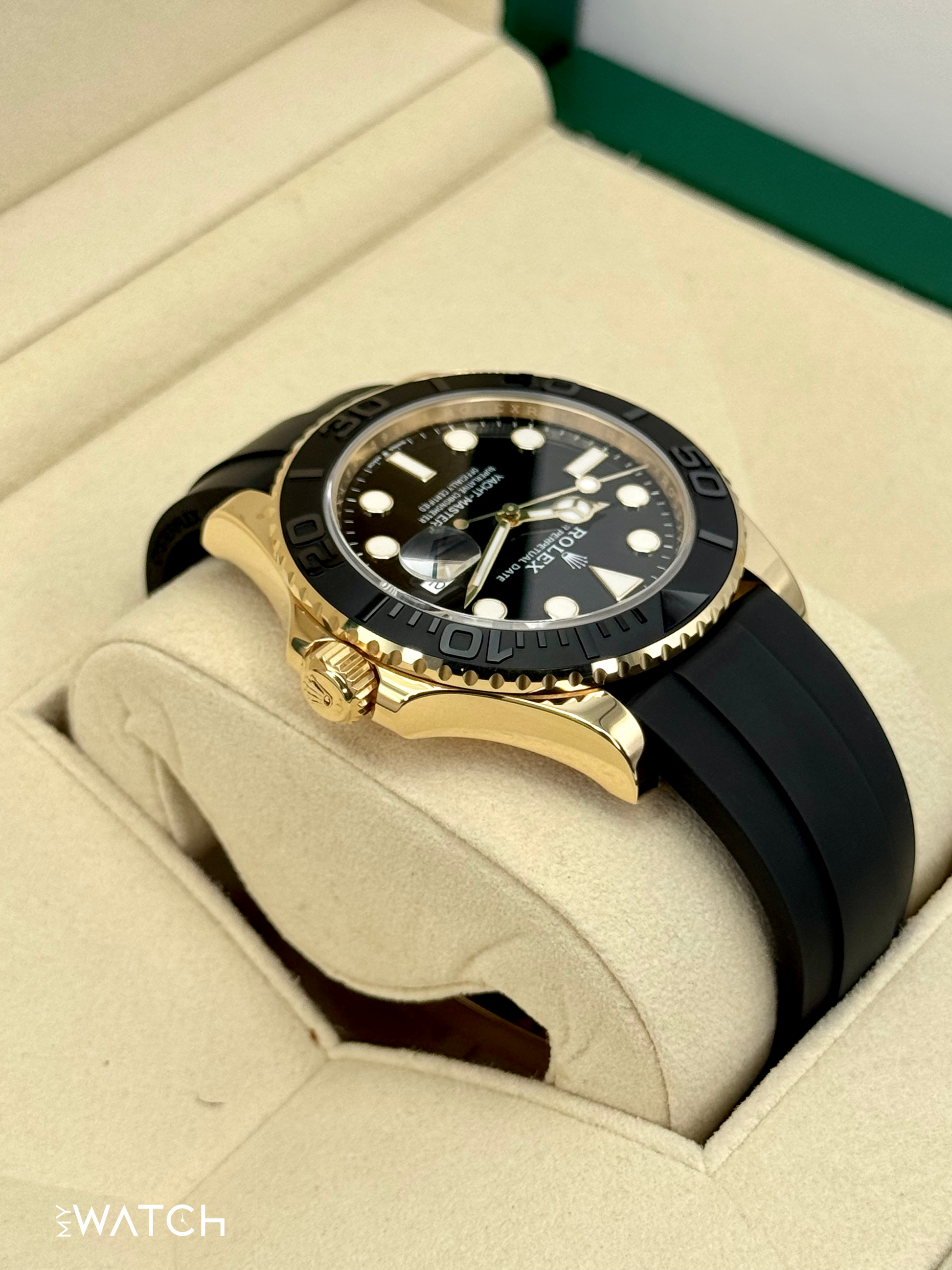 2022 Rolex Yacht-Master 42mm 226658 Gold Oysterflex Black Dial - MyWatchLLC