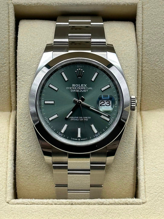 2022 Rolex Datejust 41mm 126300  Stainless Steel Mint Dial Oyster - MyWatchLLC