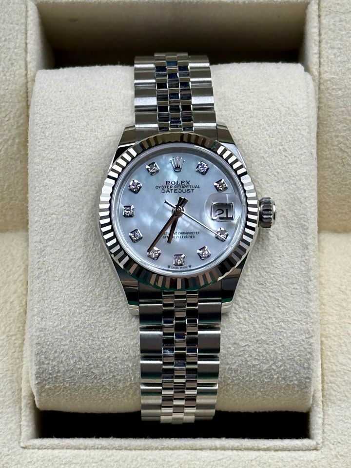 NEW 2022 Rolex Lady-Datejust 28mm 279174 Diamond Mother of Pearl Dial - MyWatchLLC