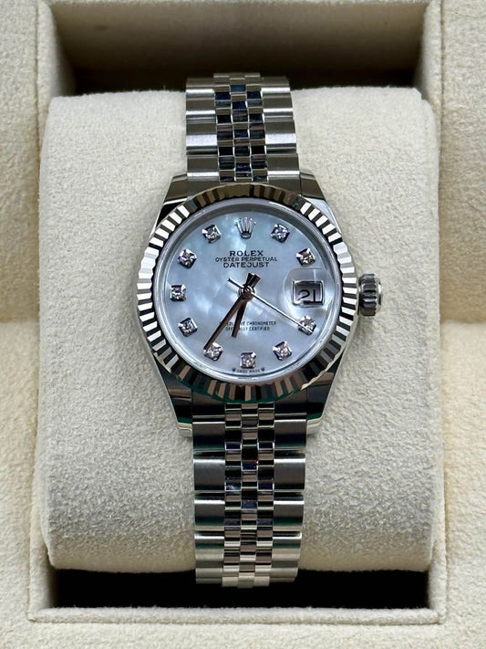 NEW 2022 Rolex Lady-Datejust 28mm 279174 Diamond Mother of Pearl Dial - MyWatchLLC