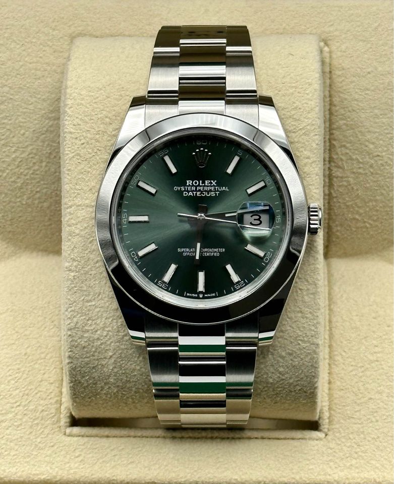 NEW 2023 Rolex Datejust 41mm 126300 Stainless Steel Mint Dial Oyster - MyWatchLLC