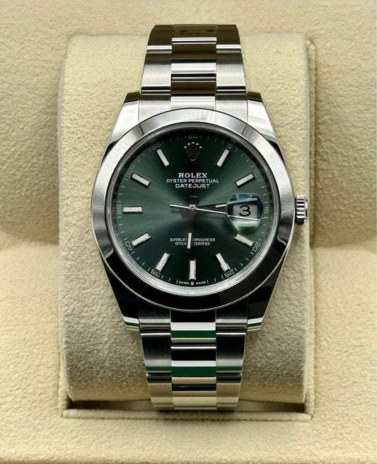 NEW 2023 Rolex Datejust 41mm 126300 Stainless Steel Mint Dial Oyster - MyWatchLLC