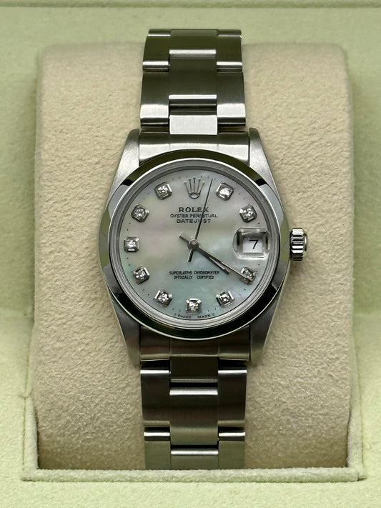1998 Rolex Ladies Datejust 31mm 68240 Mother of Pearl Diamond Dial - MyWatchLLC
