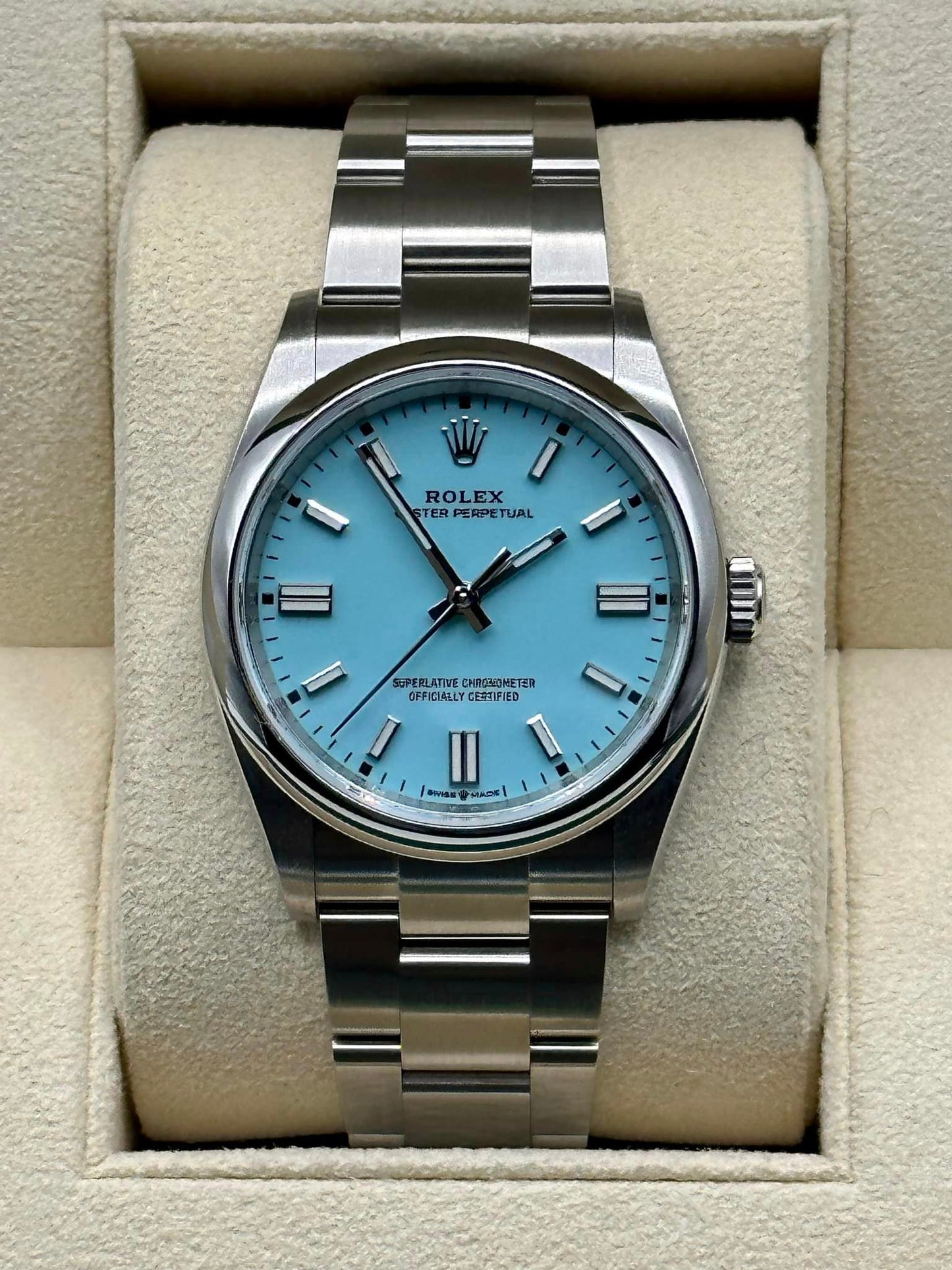 2022 Rolex Oyster Perpetual 36mm 126000 Stainless Steel Tiffany Blue - MyWatchLLC