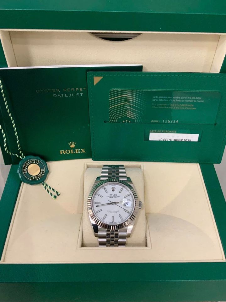 2020 Rolex Datejust 41mm 126334 Stainless Steel White Dial on Jubilee Bracelet with Box & Papers - MyWatchLLC