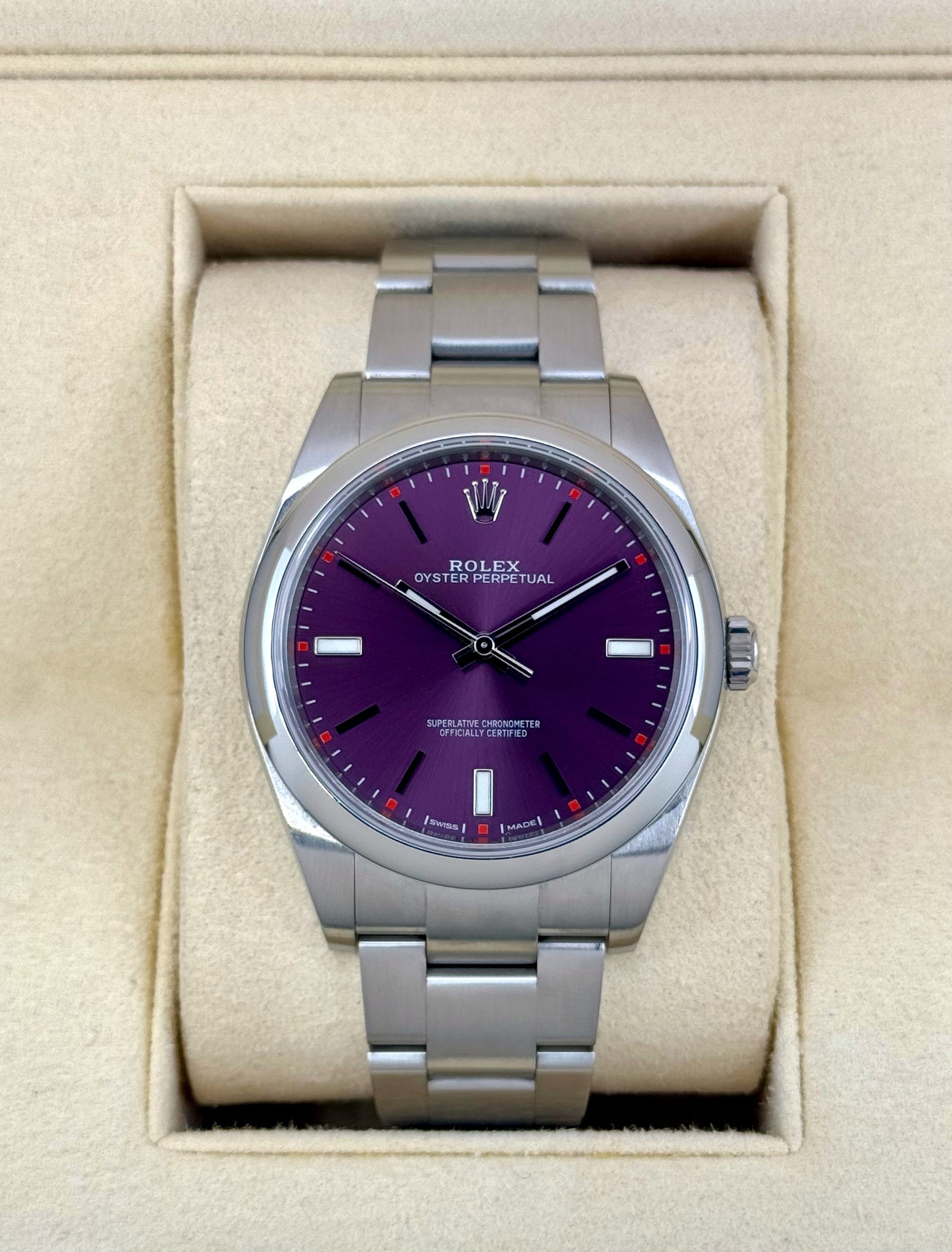 2018 Rolex Oyster Perpetual 39mm 114300 Grape Dial - MyWatchLLC
