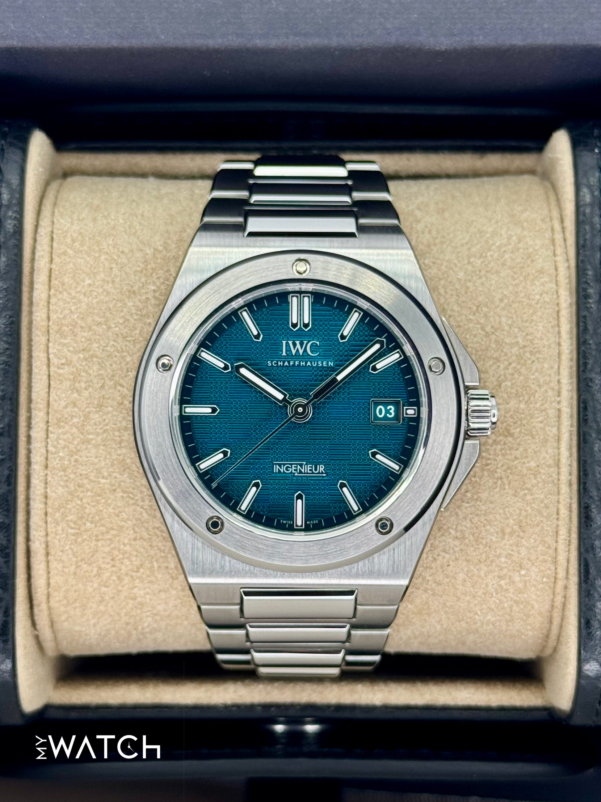 NEW 2025 IWC Ingenieur Automatic 40mm IW328903 Aqua Dial - MyWatchLLC