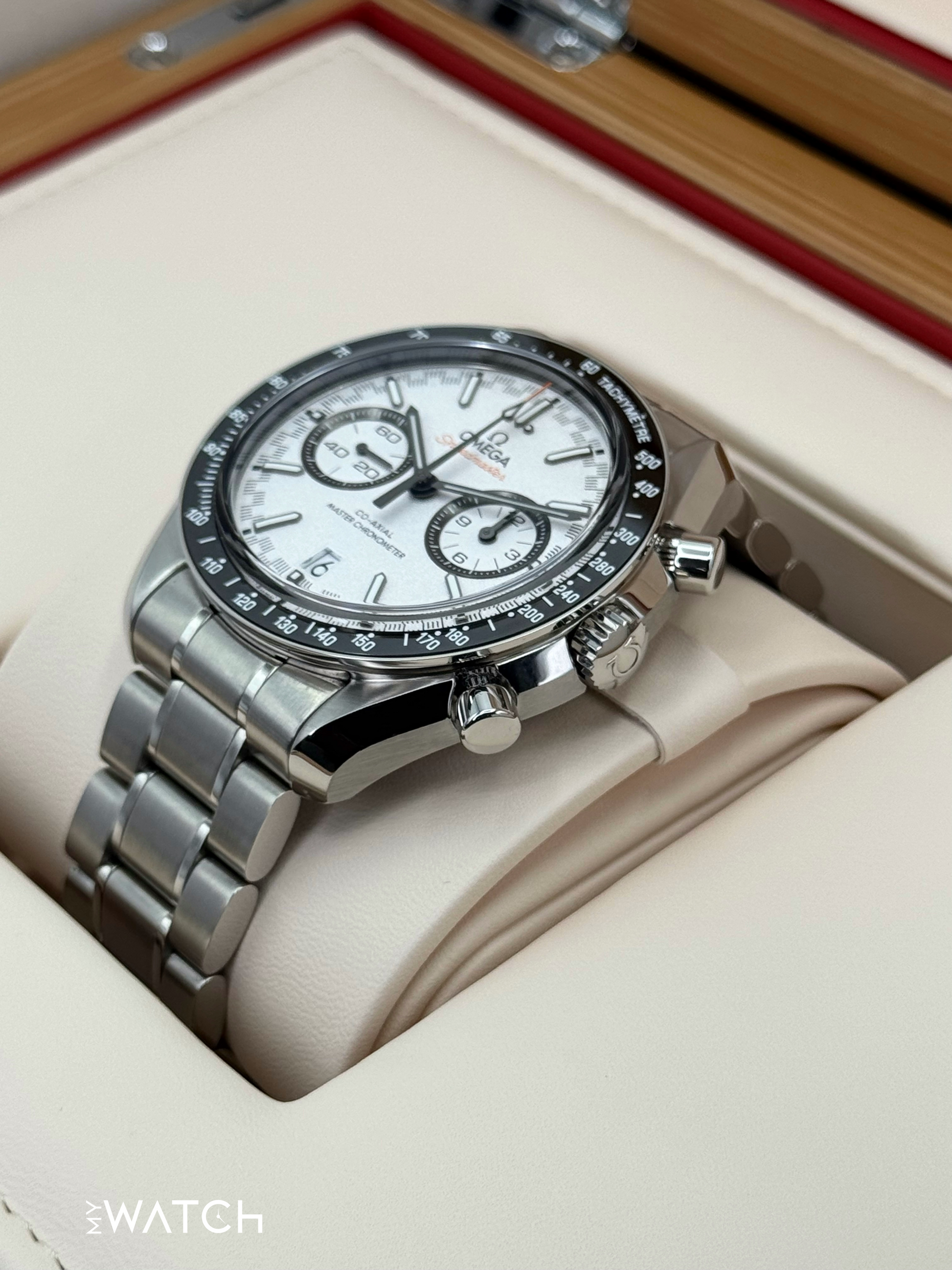 NEW 2025 Omega Speeedmaster Racing 44.2mm 329.30.44.51.04.001 White Dial - MyWatchLLC