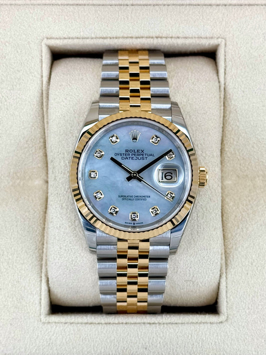 NEW 2024 Rolex Datejust 36mm 126233 Mother of Pearl Diamond Dial - MyWatchLLC