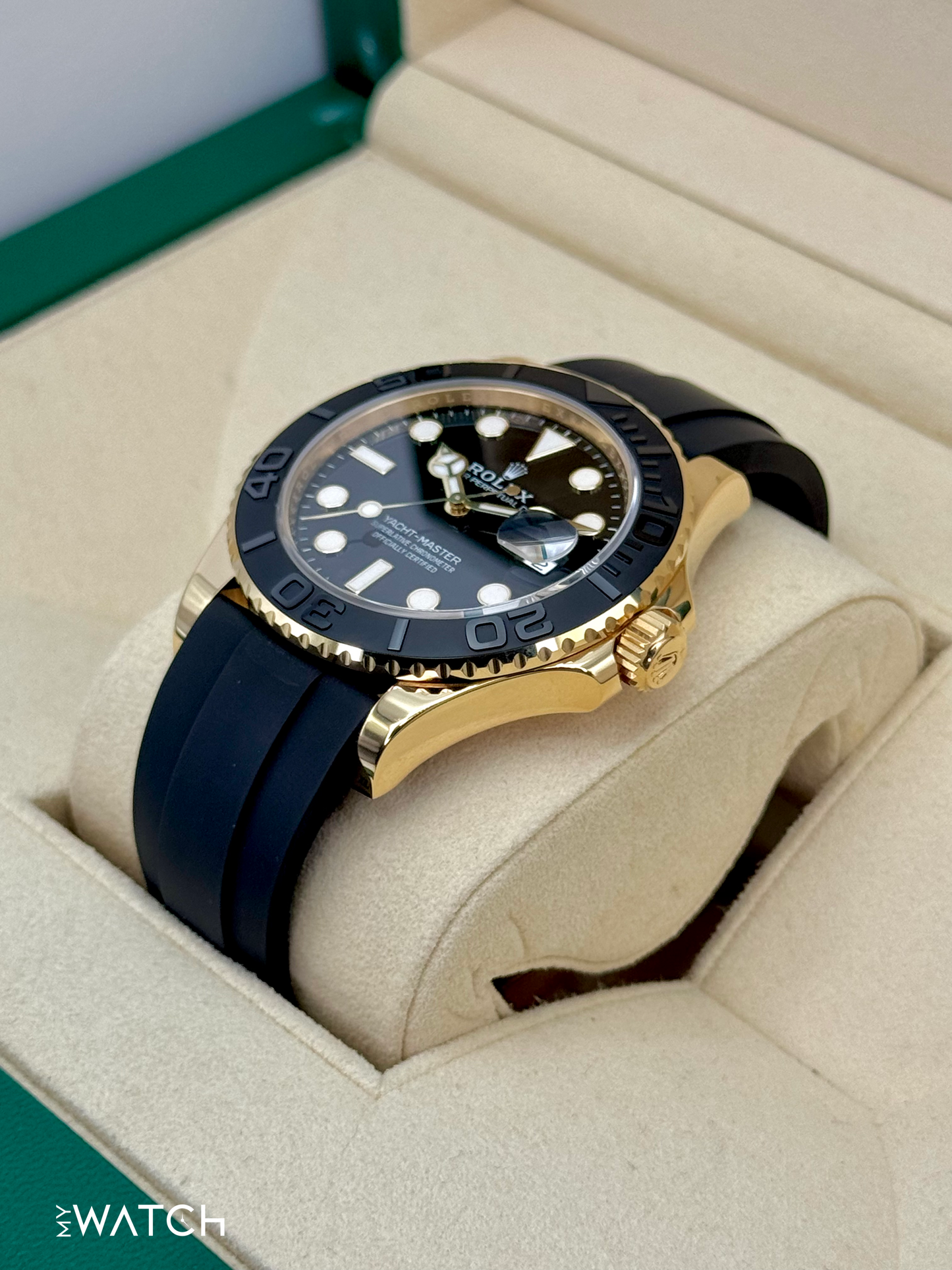2022 Rolex Yacht-Master 42mm 226658 Gold Oysterflex Black Dial - MyWatchLLC