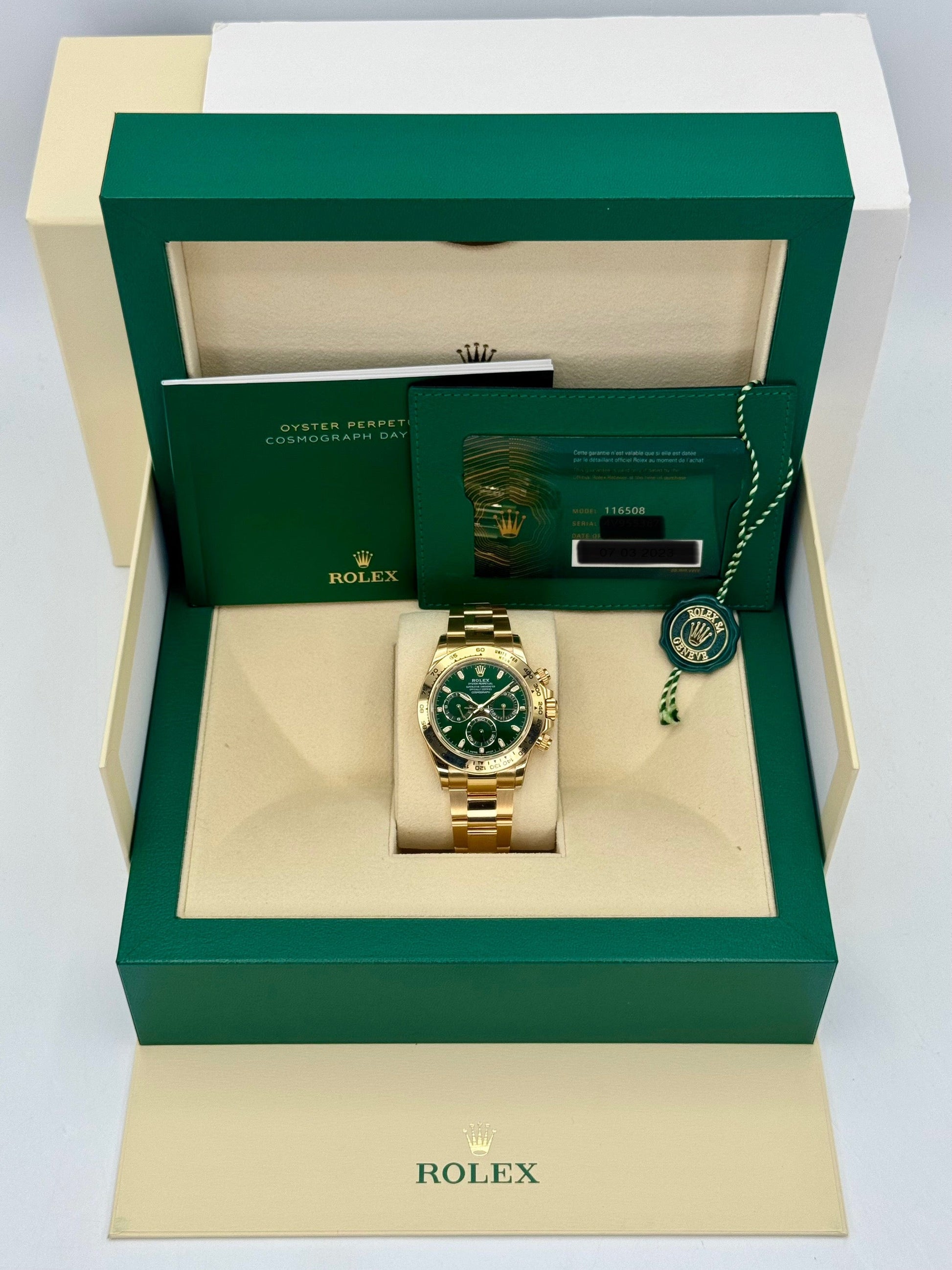 2023 Rolex Daytona "John Mayer" 40mm 116508 Yellow Gold Green Dial - MyWatchLLC