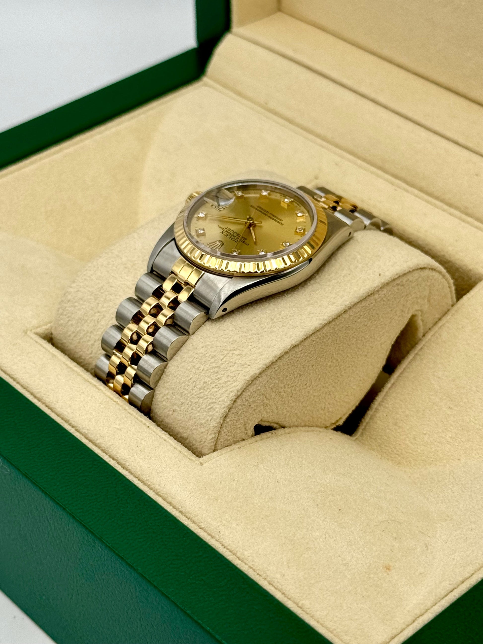 1991 Rolex Datejust 31mm 68273 Two-Tone Jubilee Champagne Diamond DIal - MyWatchLLC