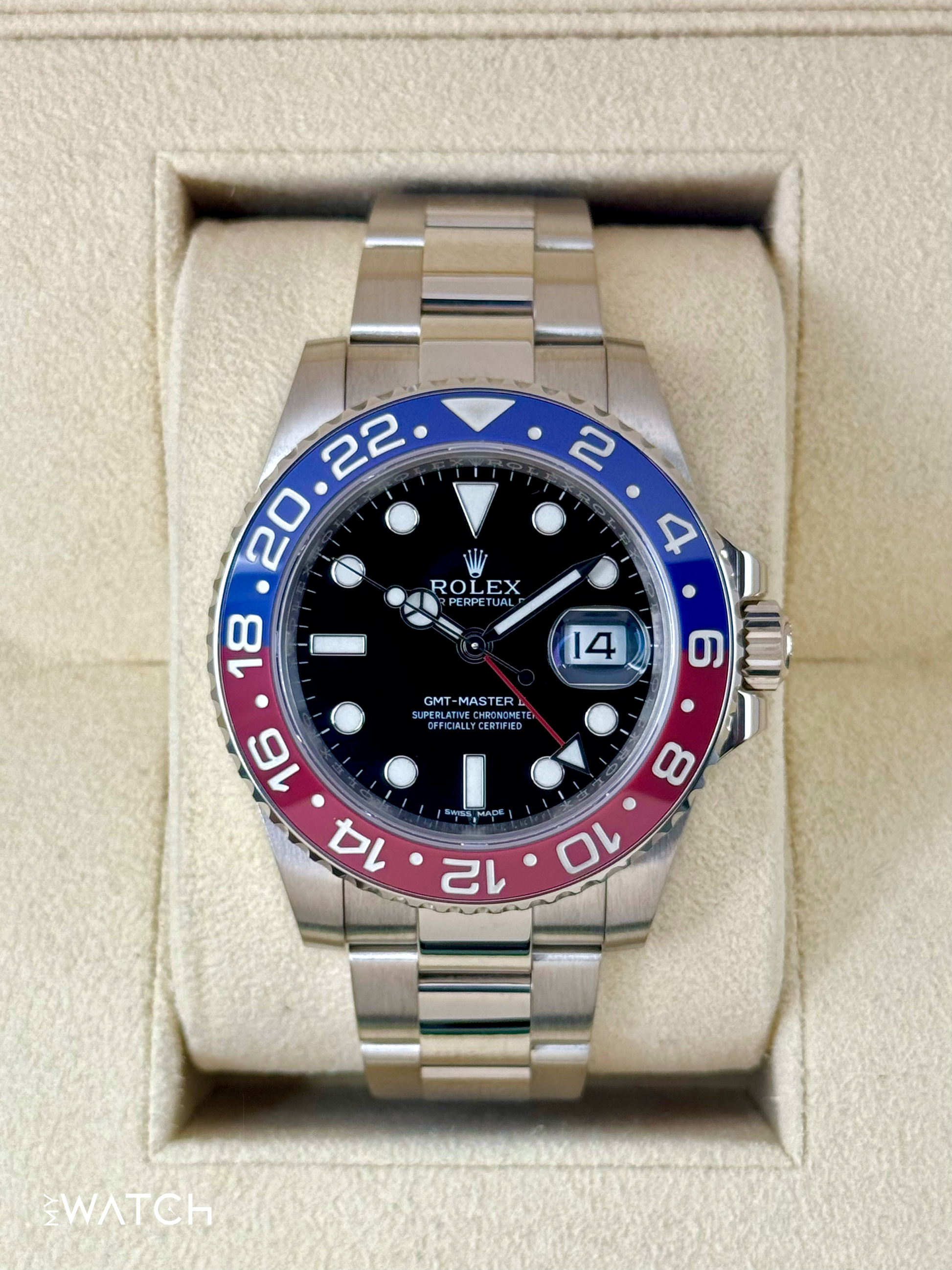 2016 Rolex GMT-Master II "Pepsi" 40mm 116719BLRO White Gold Black Dial - MyWatchLLC