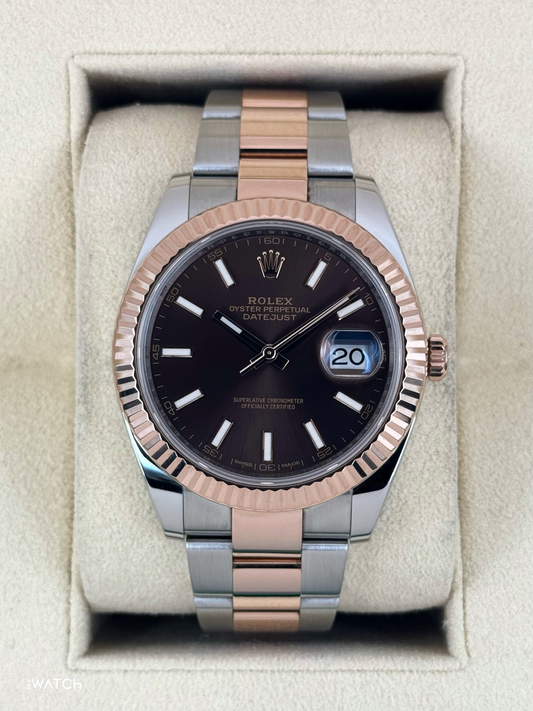 2017 Rolex Datejust 41mm 126331 Two-Tone Rose Gold Chocolate Dial - MyWatchLLC