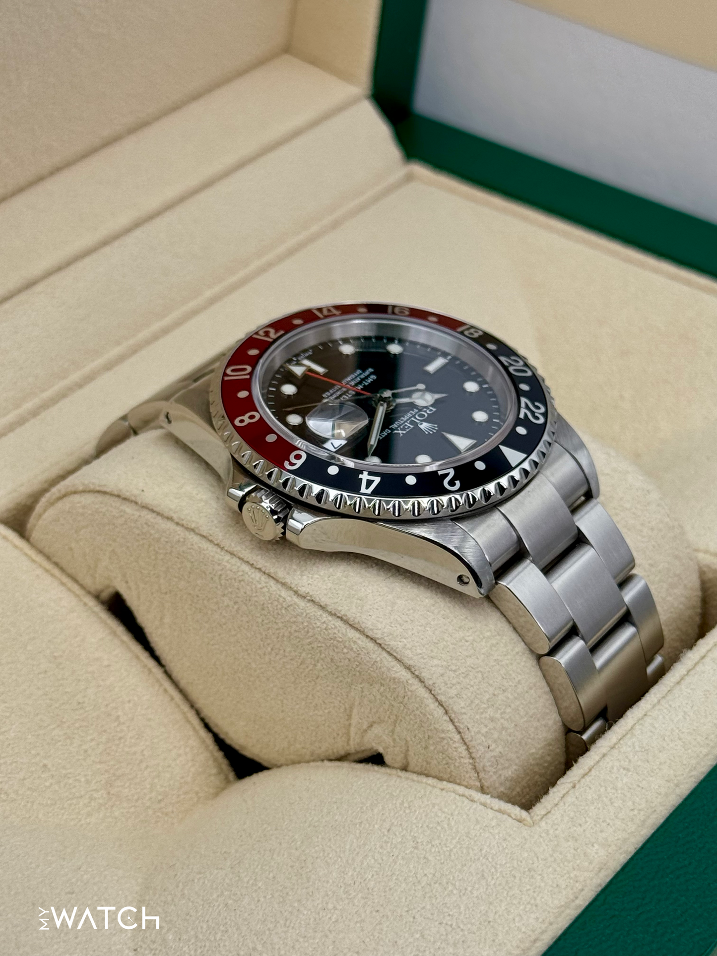 2001 Rolex GMT Master II "Coke" 40mm 16710 Stainless Steel Oyster Black Dial - MyWatchLLC