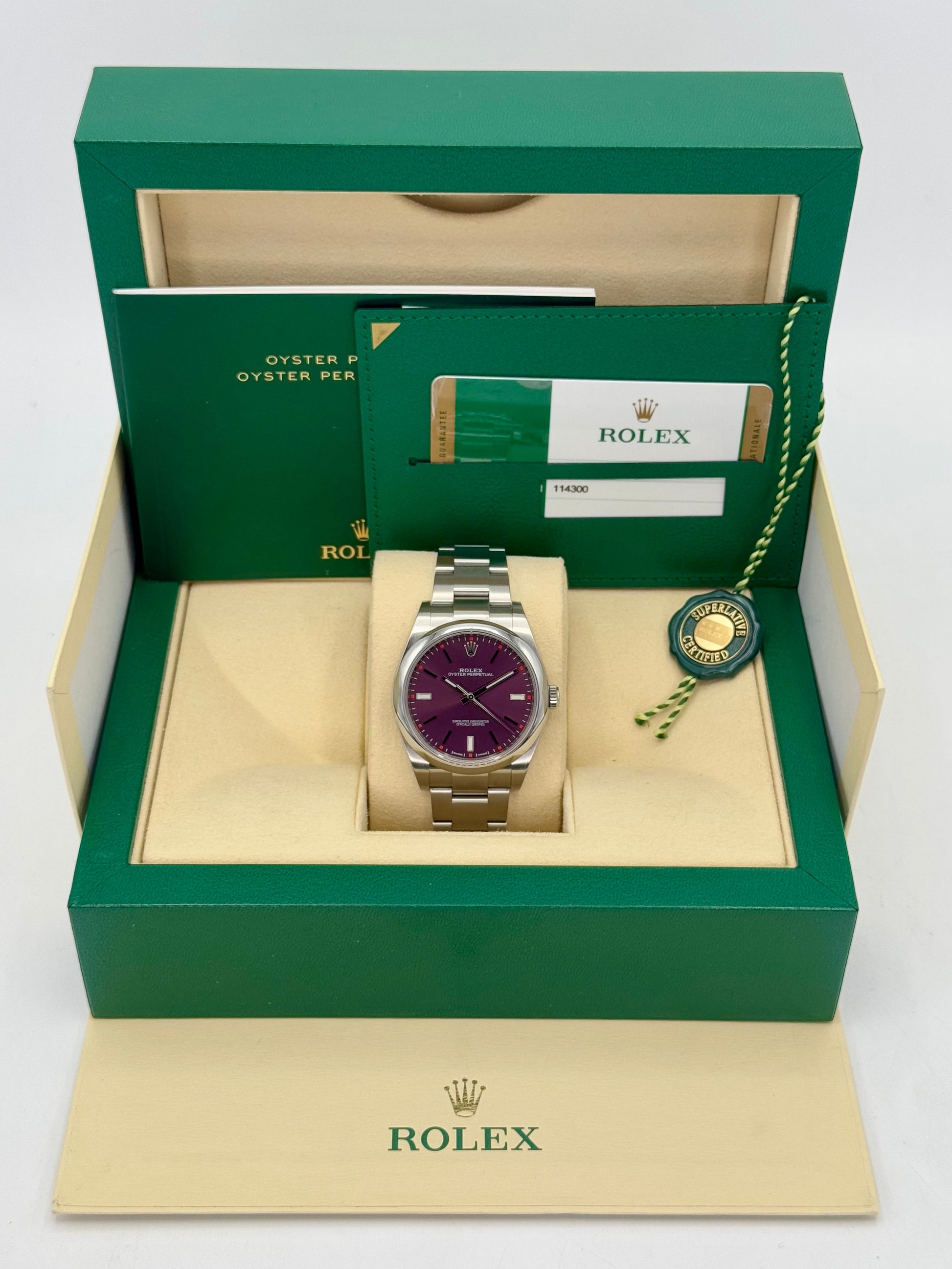 2018 Rolex Oyster Perpetual 39mm 114300 Grape Dial - MyWatchLLC