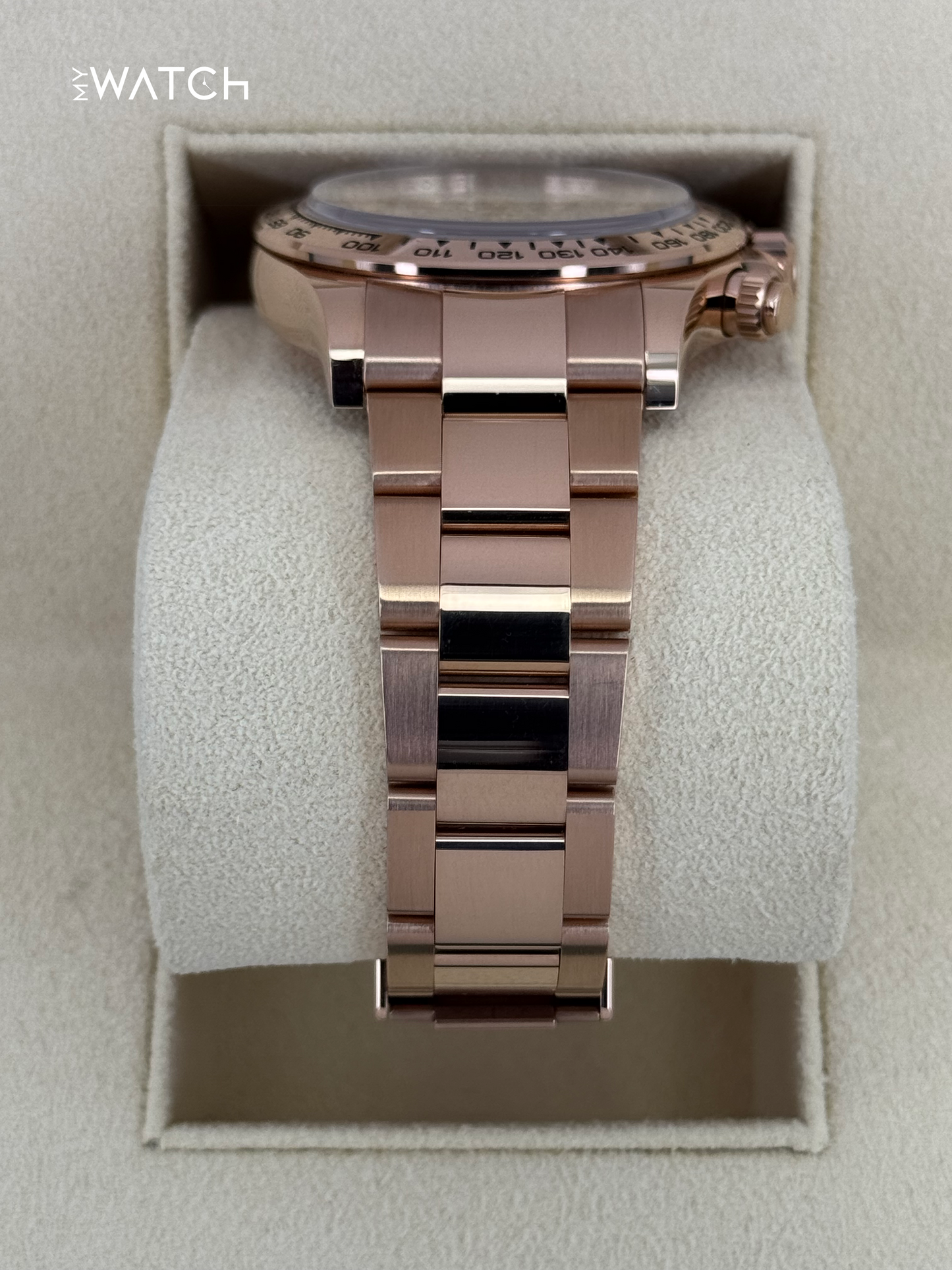 2022 Rolex Daytona 40mm 116505 Rose Gold Sundust Diamond Baguette Dial - MyWatchLLC