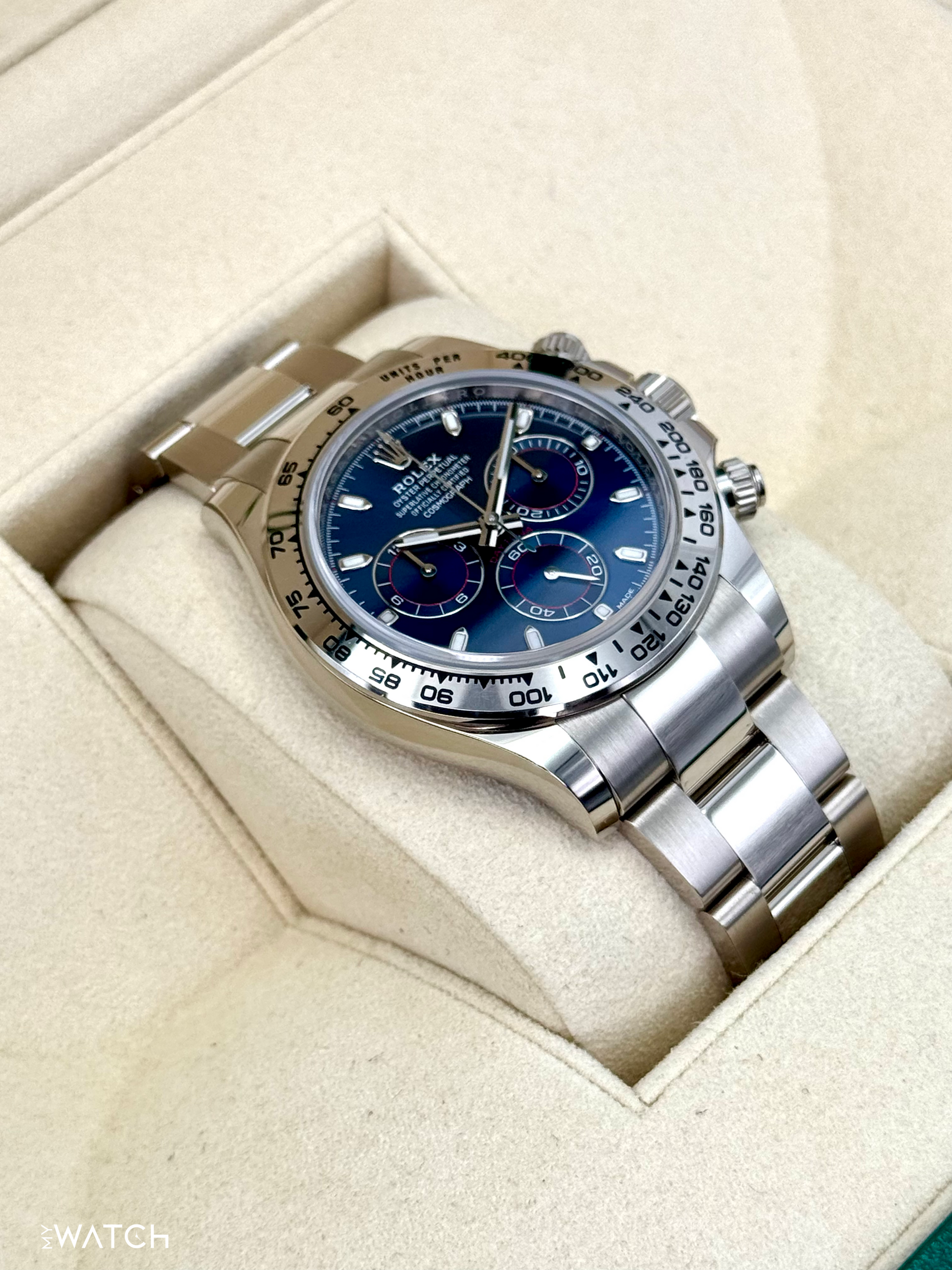 2021 Rolex Daytona 40mm 116509 White Gold Blue Dial - MyWatchLLC