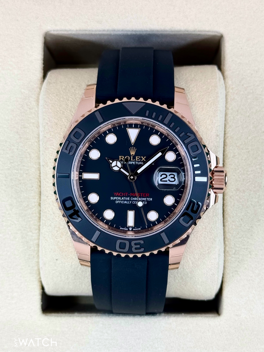 New 2025 Rolex Yacht-Master 40mm 126655 Rose Gold Oysterflex Black Dial - MyWatchLLC