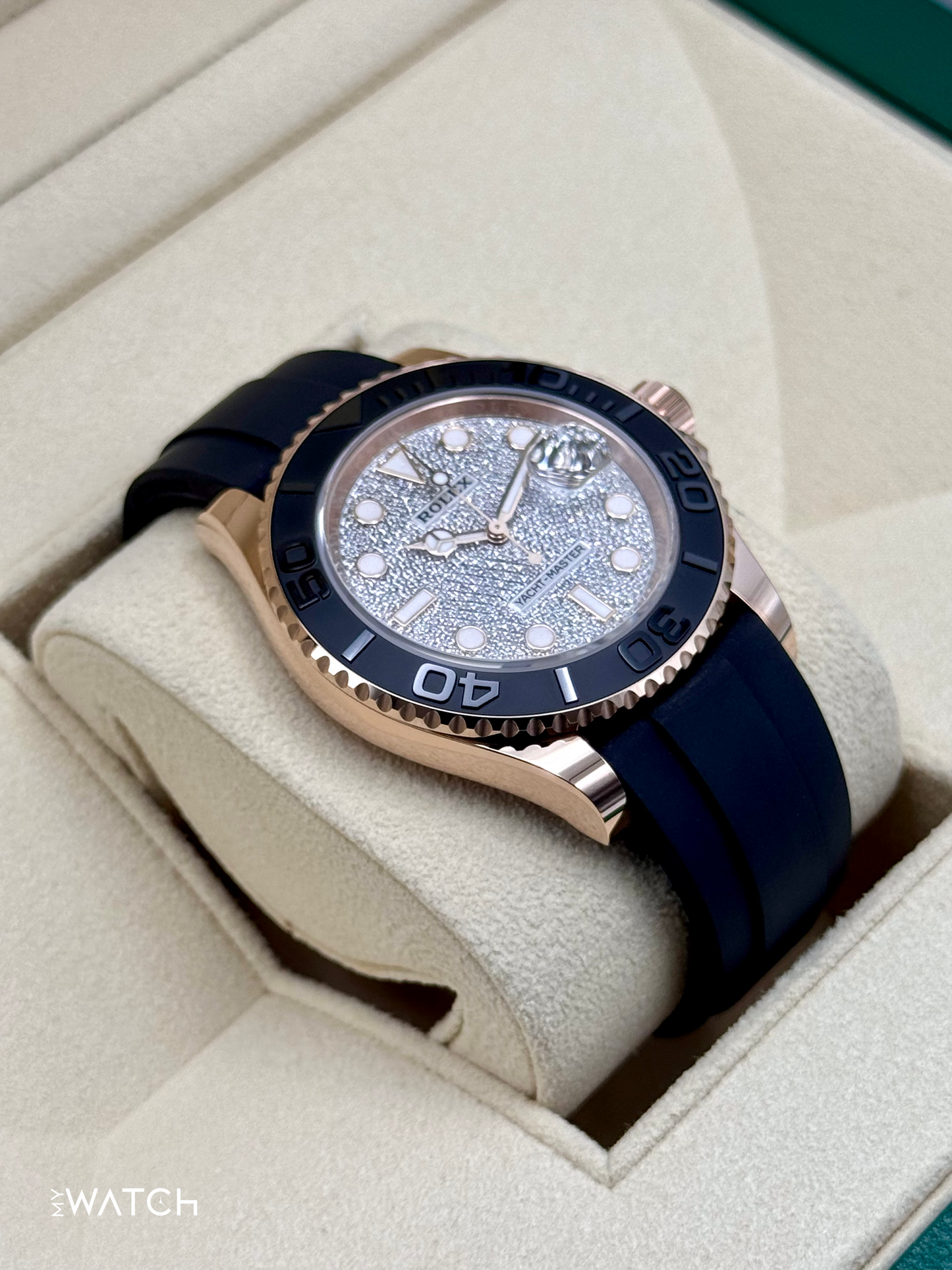 New 2025 Rolex Yacht-Master 40mm 126655 Rose Gold Diamond Paved Dial - MyWatchLLC