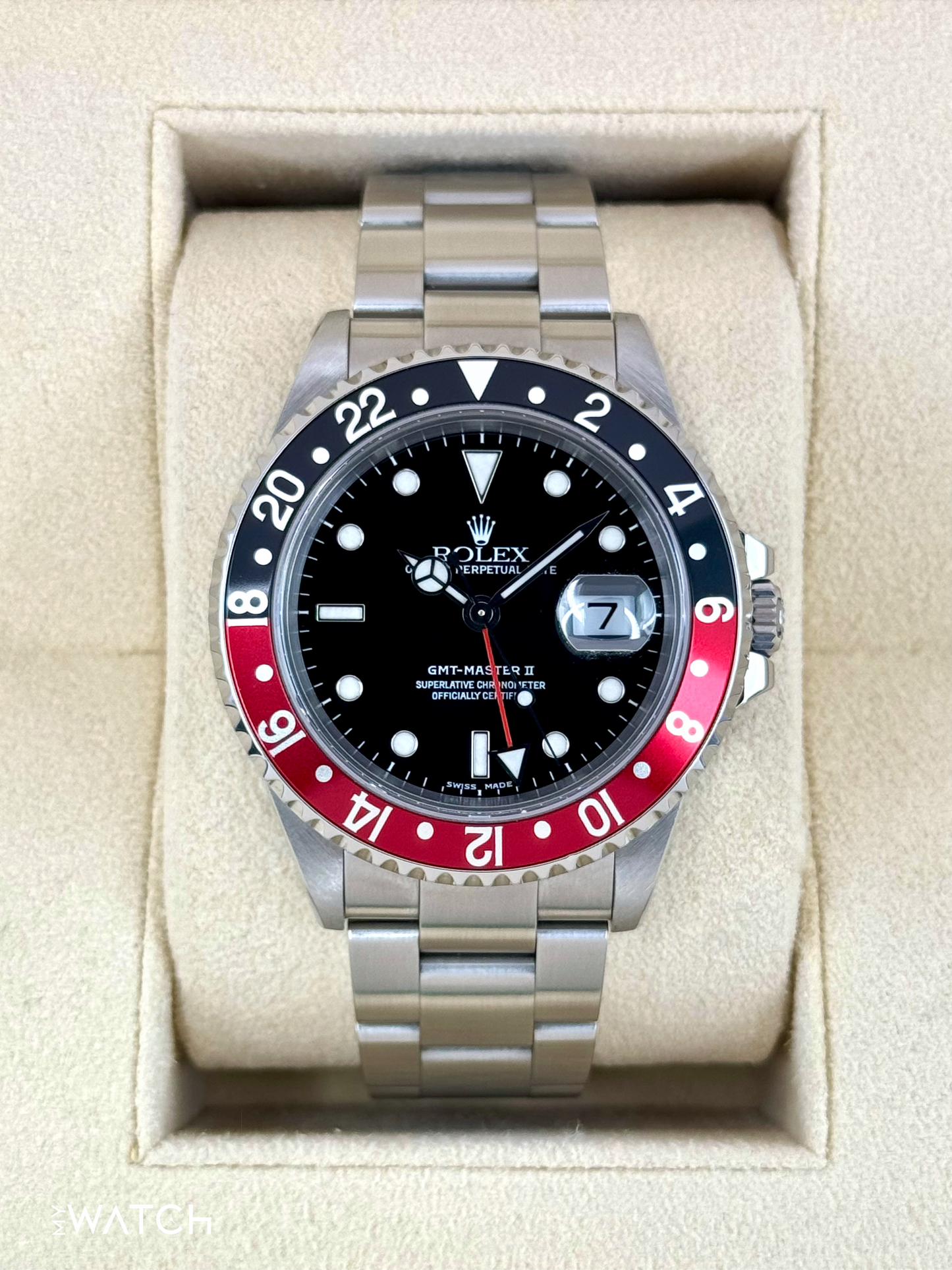 2001 Rolex GMT Master II "Coke" 40mm 16710 Stainless Steel Oyster Black Dial - MyWatchLLC