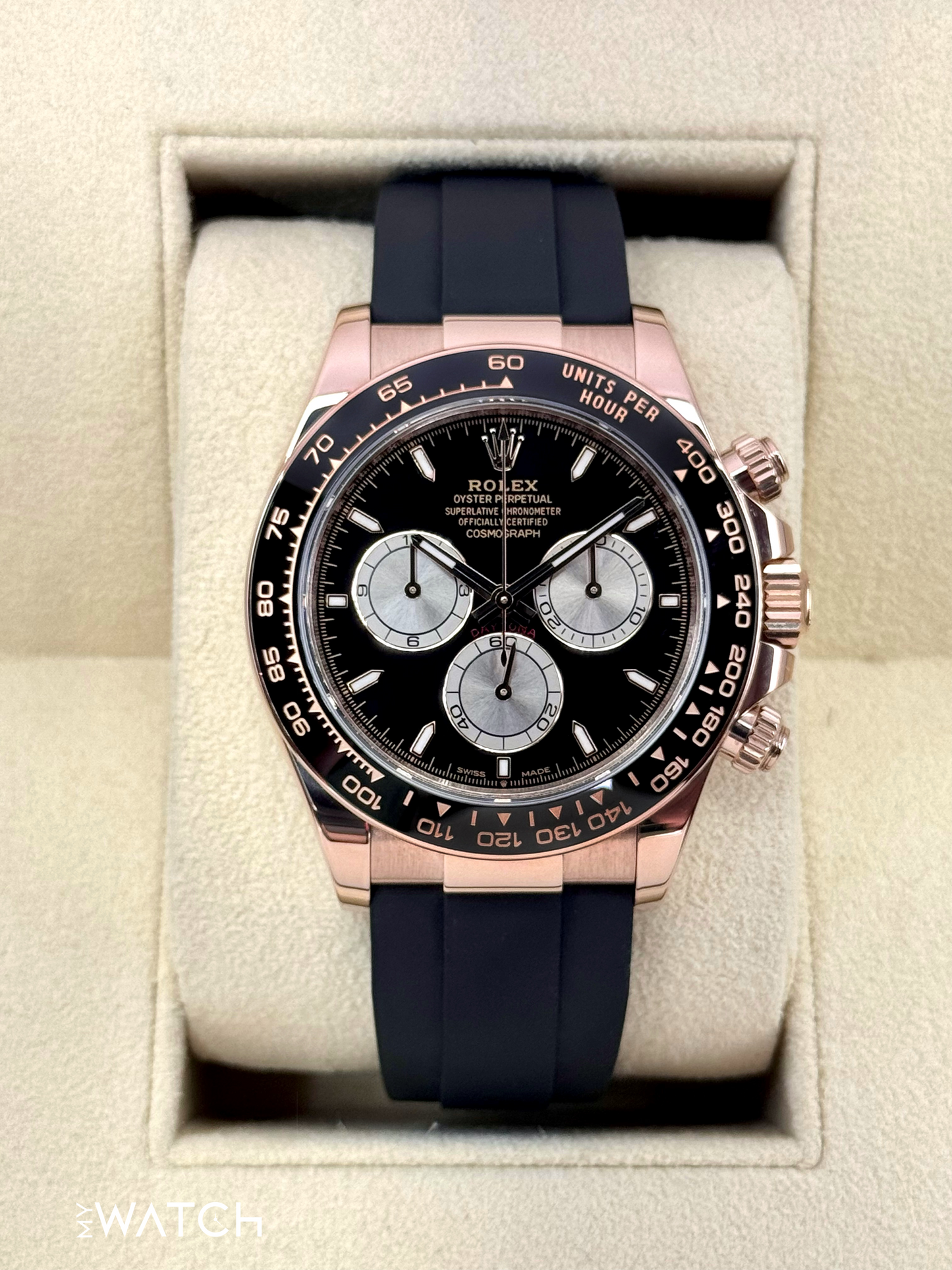 2024 Rolex Daytona 40mm 126515LN Rose Gold Oysterflex Black Dial - MyWatchLLC