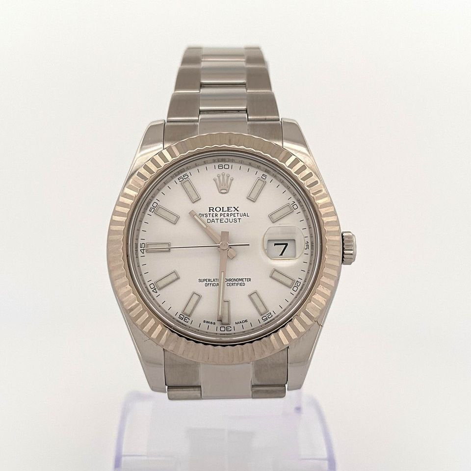 2013 Rolex Datejust II 41mm 116334 Stainless Steel White Stick Dial - MyWatchLLC