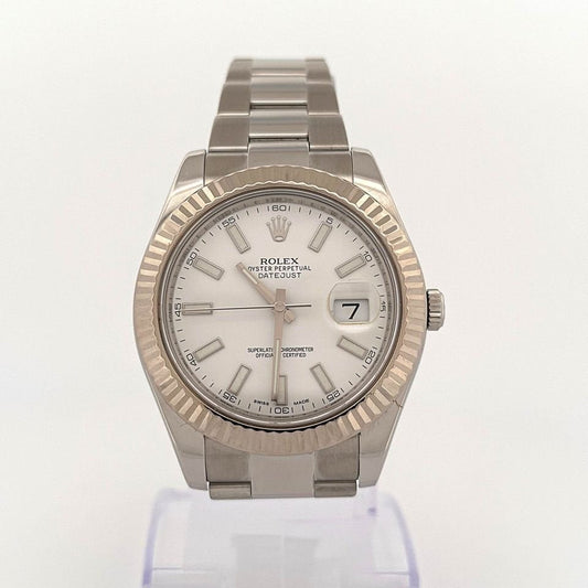 2013 Rolex Datejust II 41mm 116334 Stainless Steel White Stick Dial - MyWatchLLC