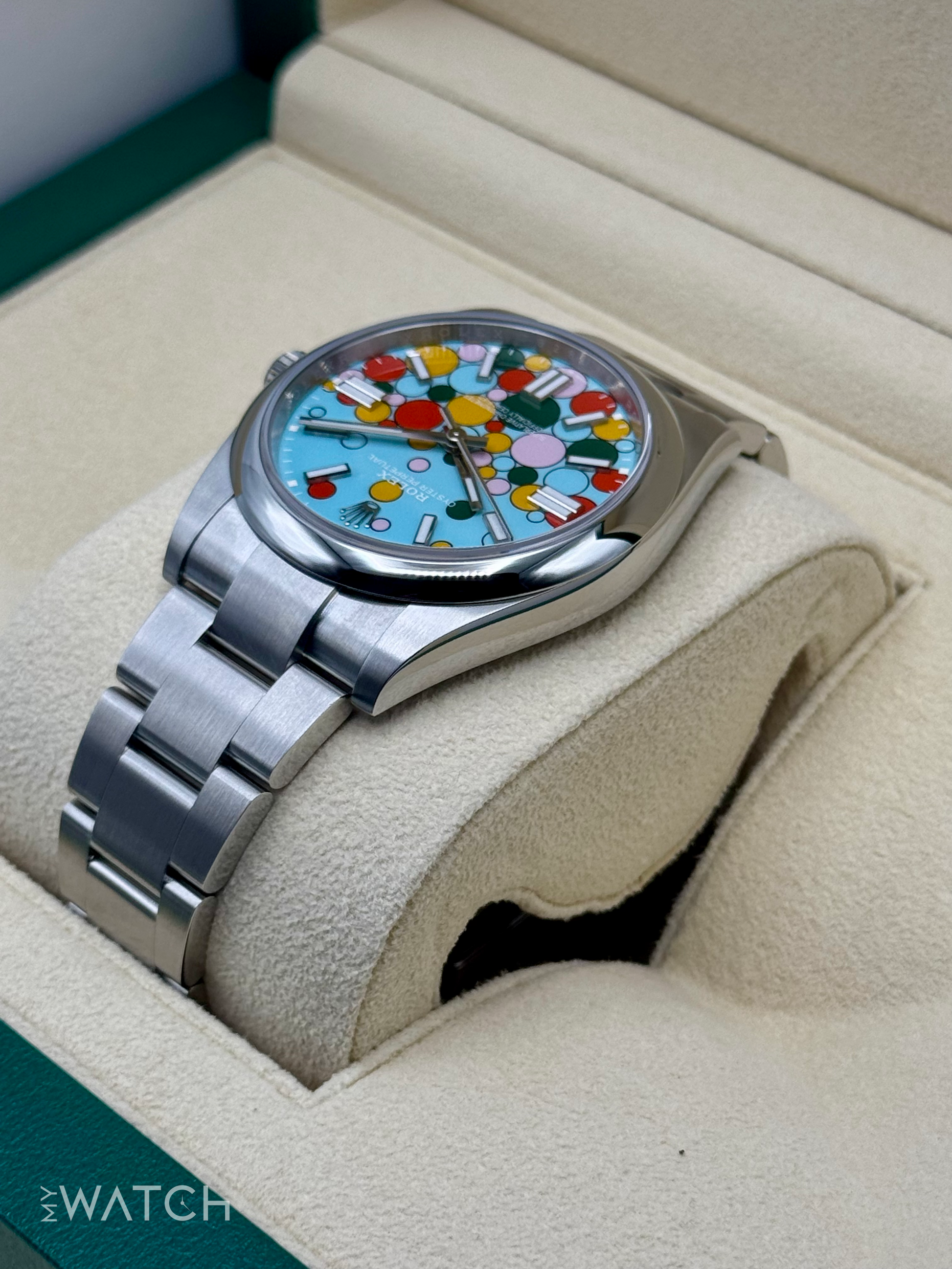 NEW 2024 Rolex Oyster Perpetual 41mm 124300 Celebration Dial - MyWatchLLC
