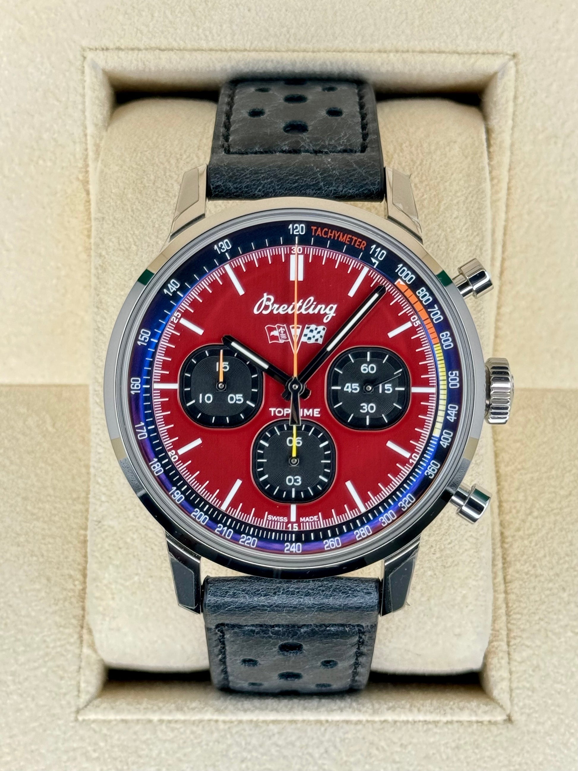 New 2024 Breitling Top Time Chronograph 42mm A25310 Steel Red Dial - MyWatchLLC