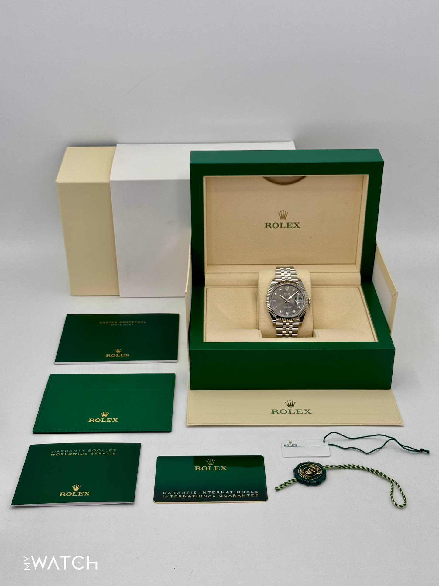 2024 Rolex Datejust 41mm 126334 Stainless Steel Jubilee Rhodium Diamond Dial - MyWatchLLC