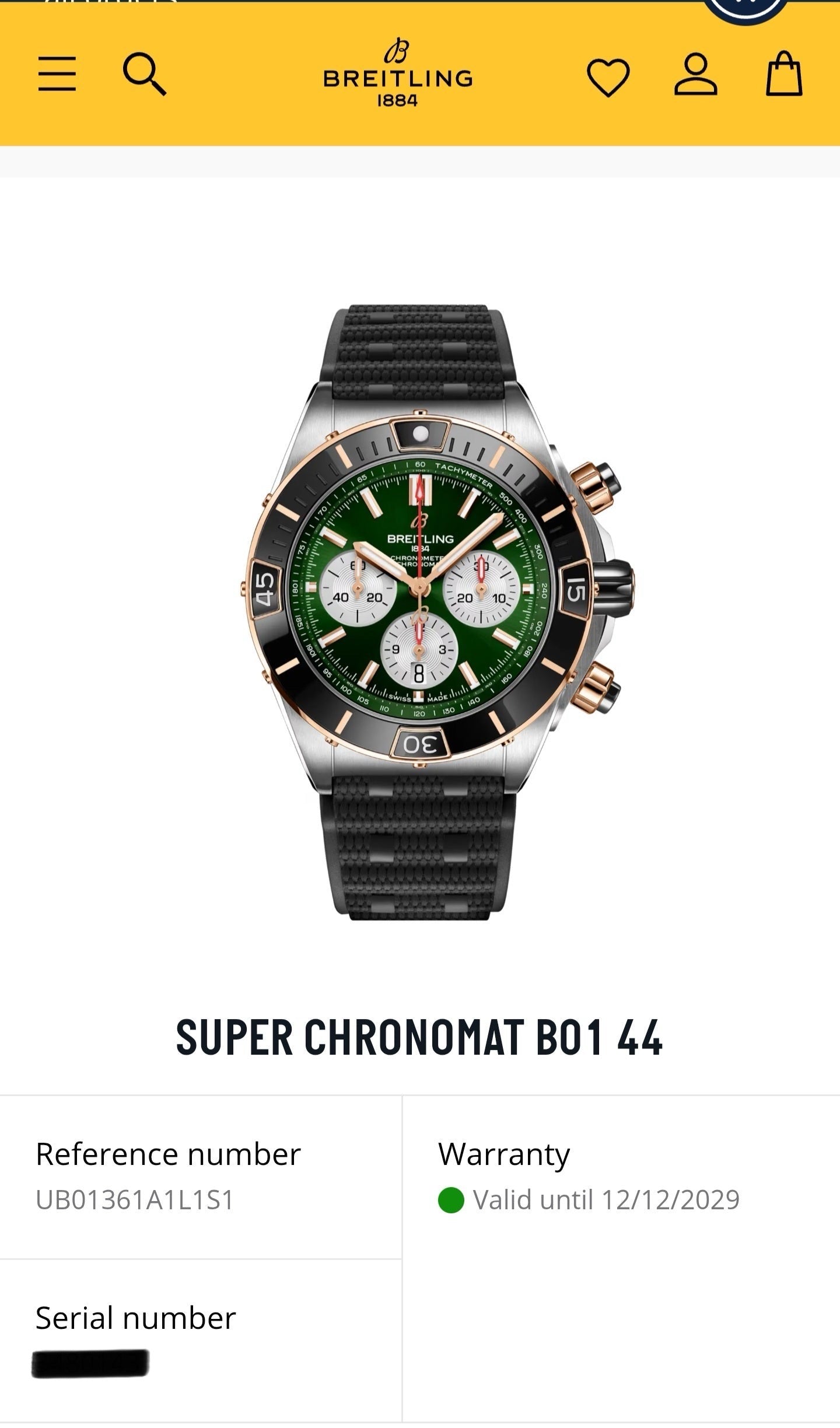 2024 Breitling Super Chronomat B01 44 UB0136 Two-Tone Green Dial - MyWatchLLC