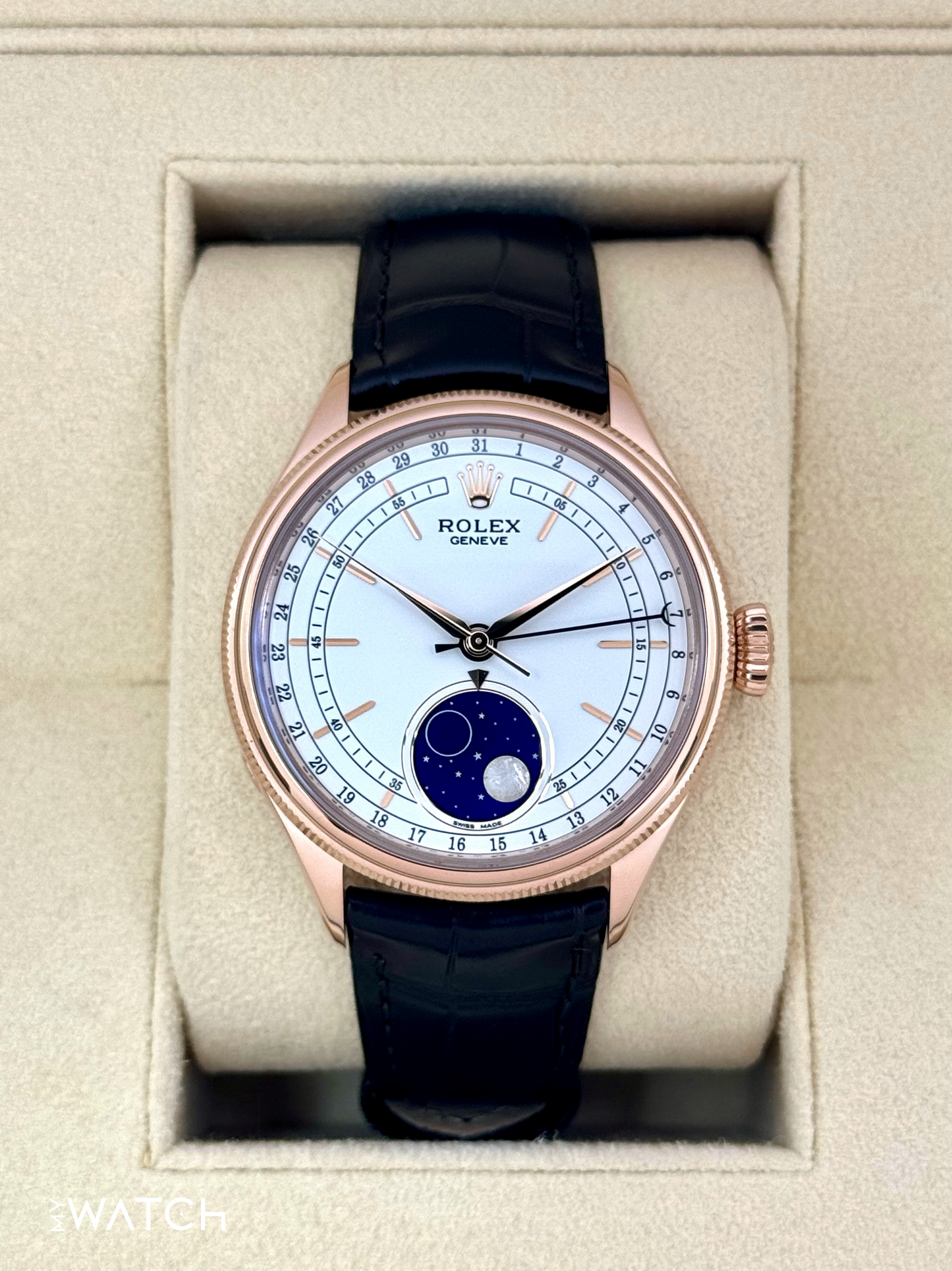 2022 Rolex Cellini Moonphase 39mm 50535 Rose Gold White Dial - MyWatchLLC